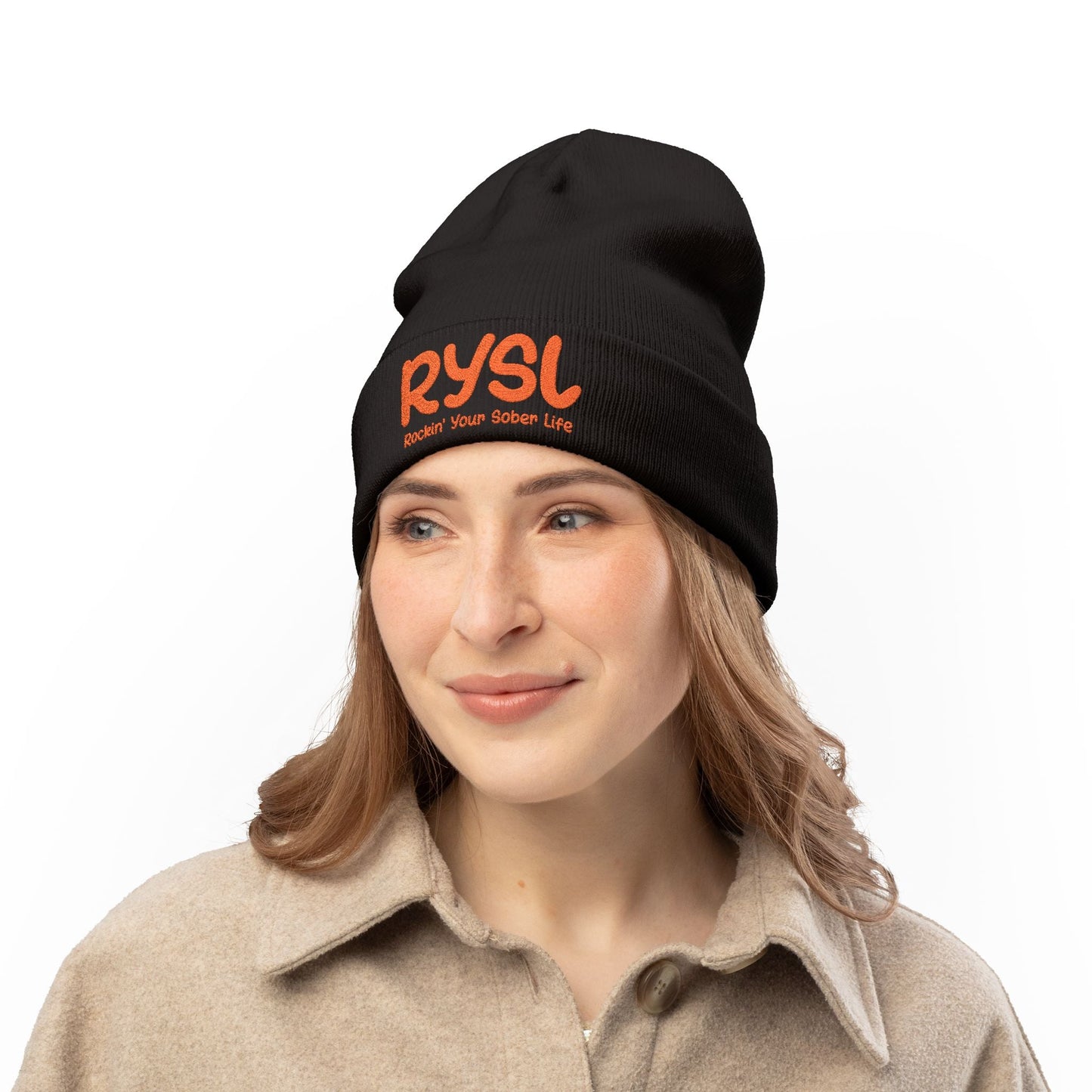 Cozy RYSL Knit Beanie with Embroidery (Teal)