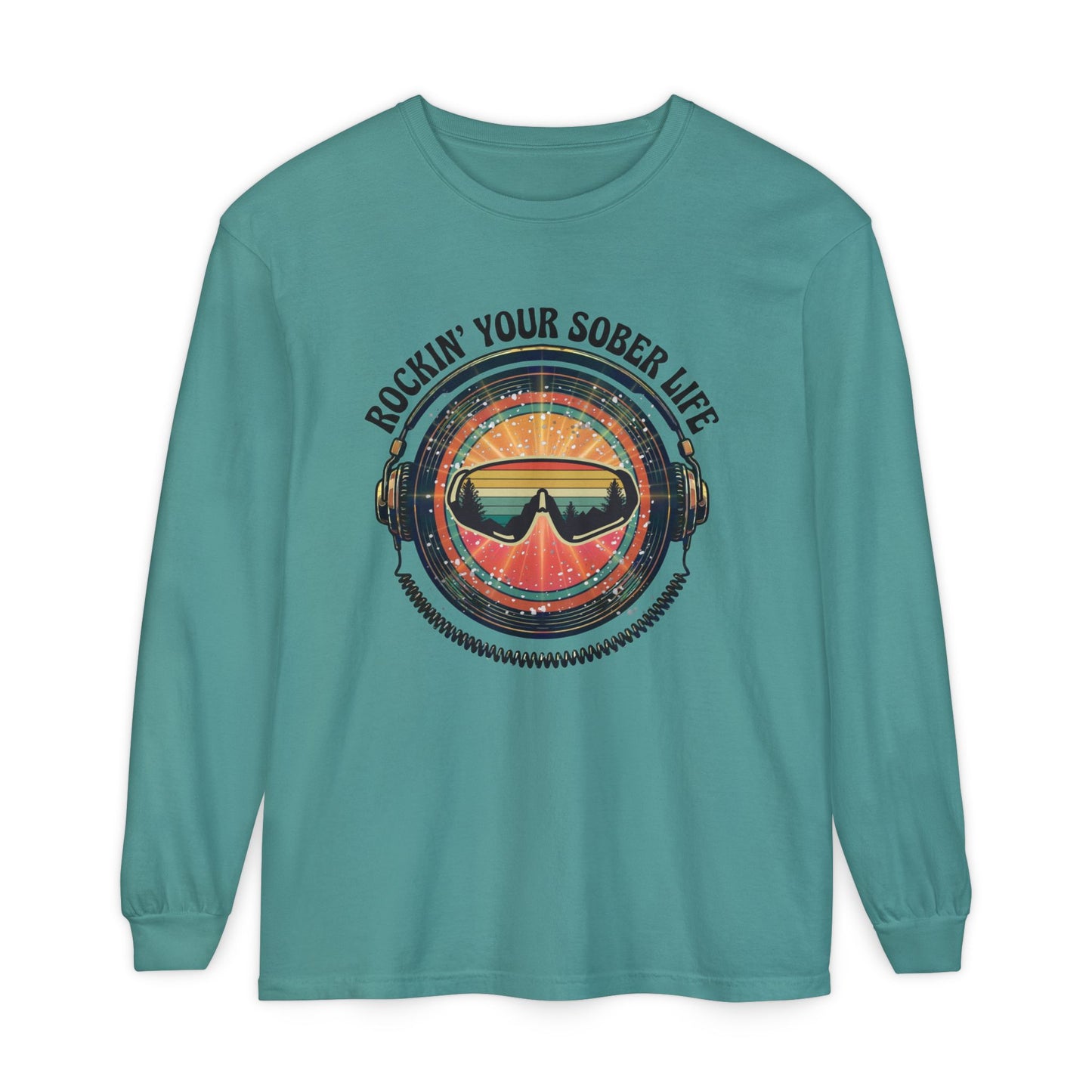 Rock Your Sober Life on the Slopes - Retro Goggle Design - LS Tee