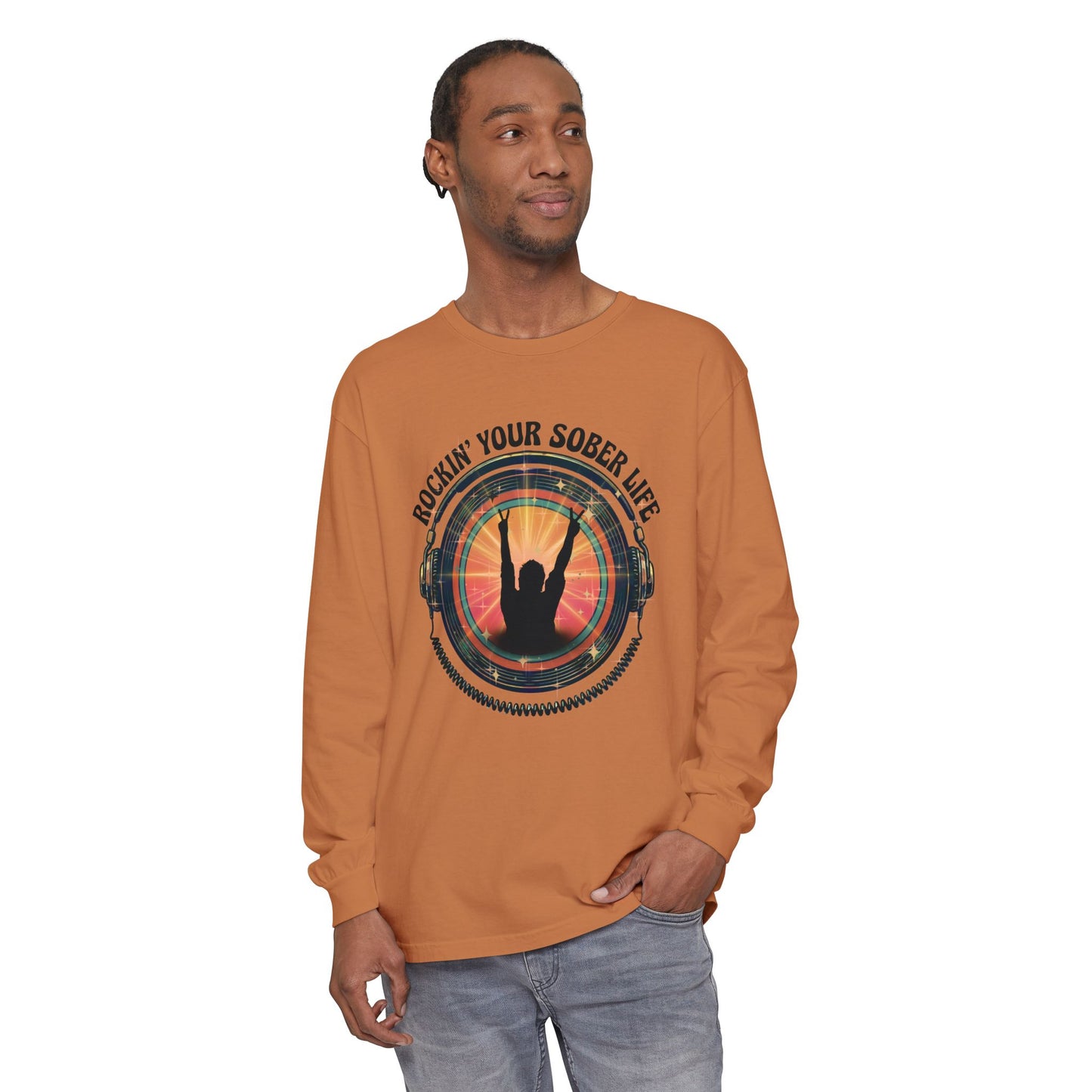 Rockin' Your Sober Life - Original Edition | Vintage Vinyl Design - LS Tee