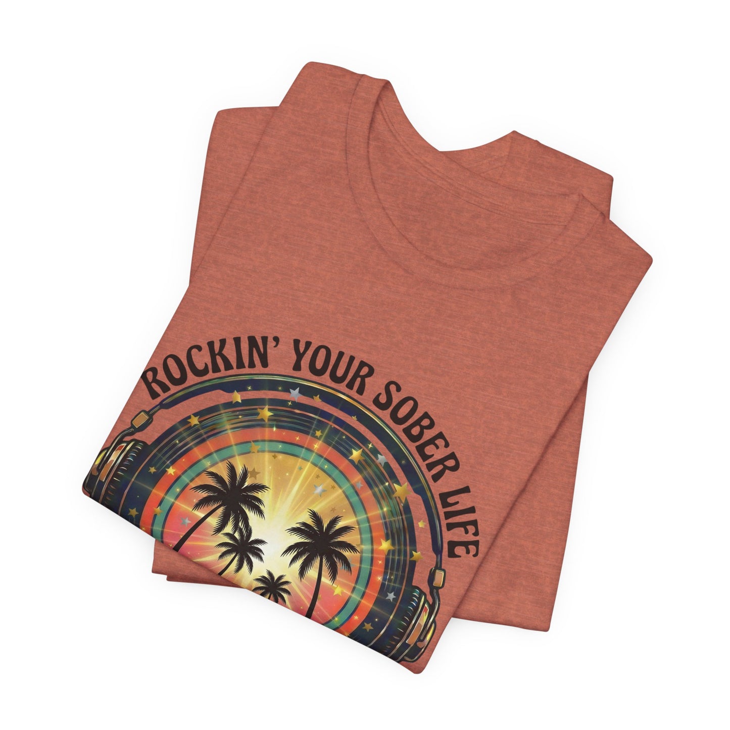 Rockin' Your Sober Life - Sunset & Palm Trees Edition | Vintage Vinyl Design