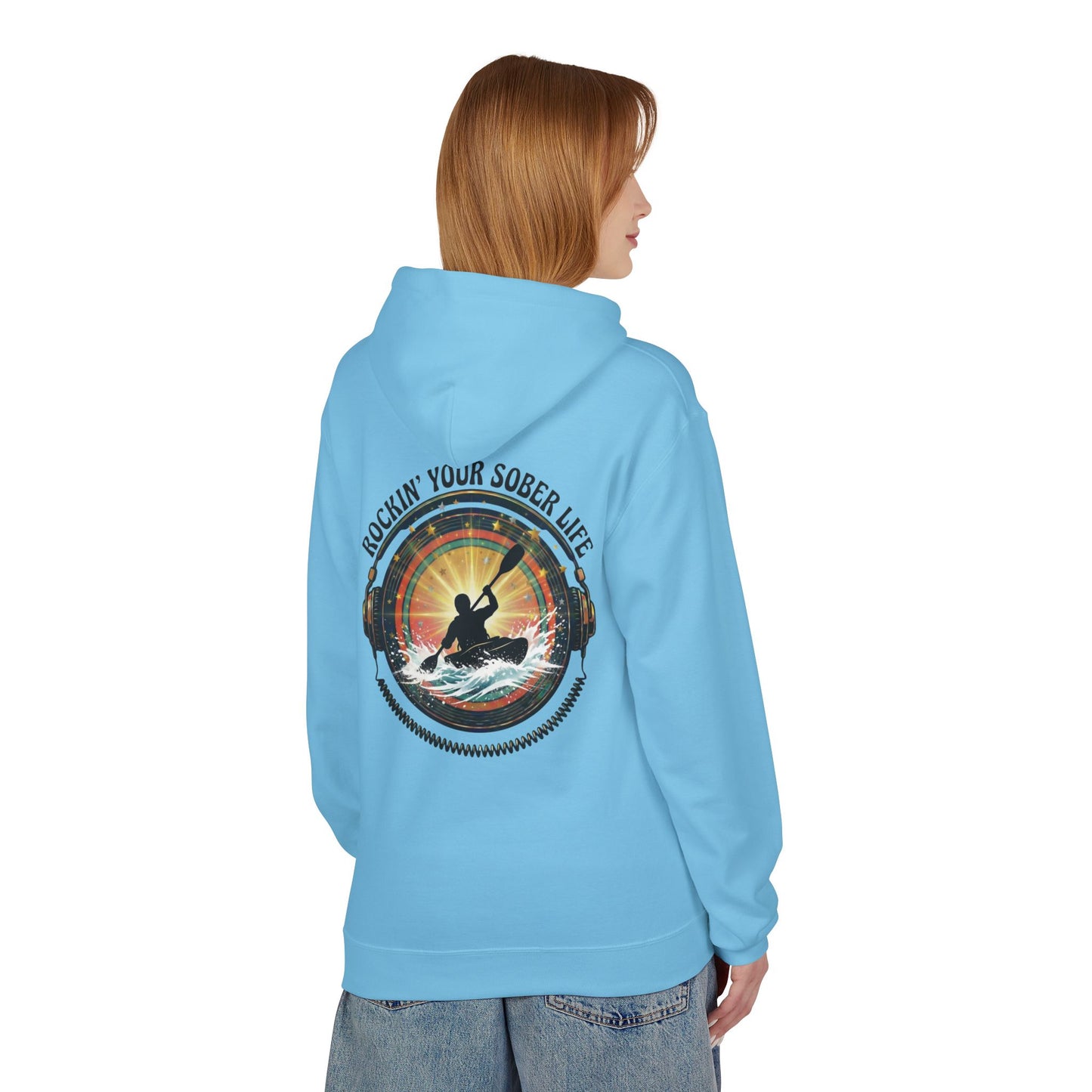 Rockin' Your Sober Life - Whitewater Kayaking Edition | Vintage Vinyl Design - Hoodie
