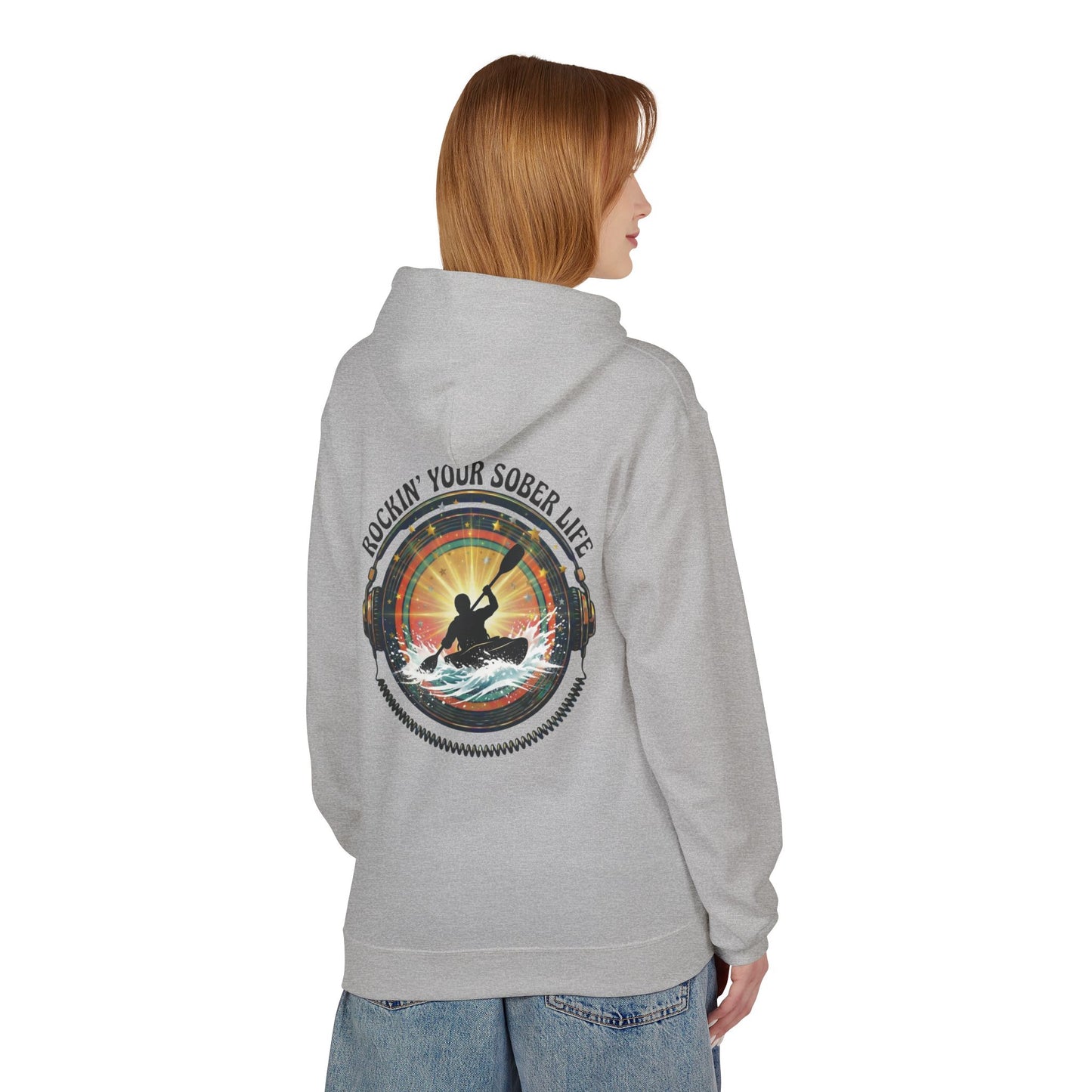 Rockin' Your Sober Life - Whitewater Kayaking Edition | Vintage Vinyl Design - Hoodie