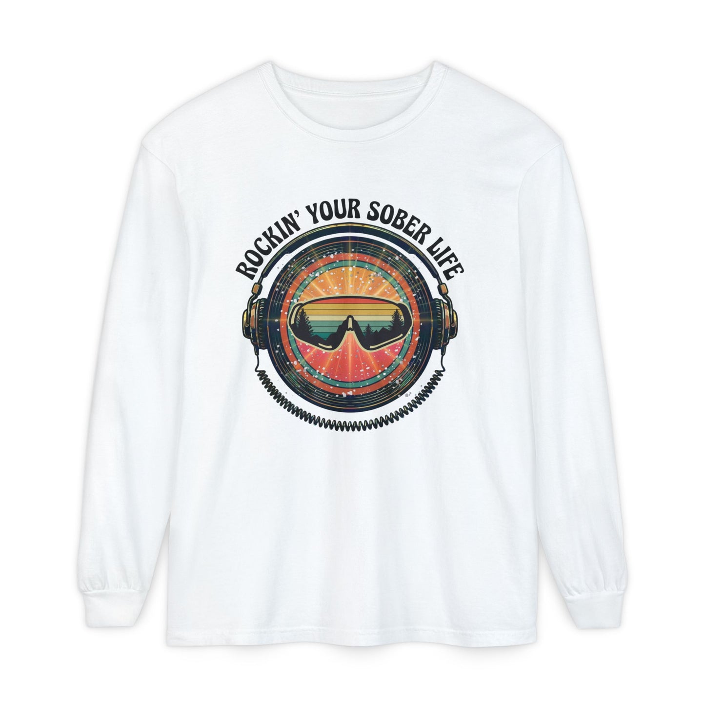 Rock Your Sober Life on the Slopes - Retro Goggle Design - LS Tee
