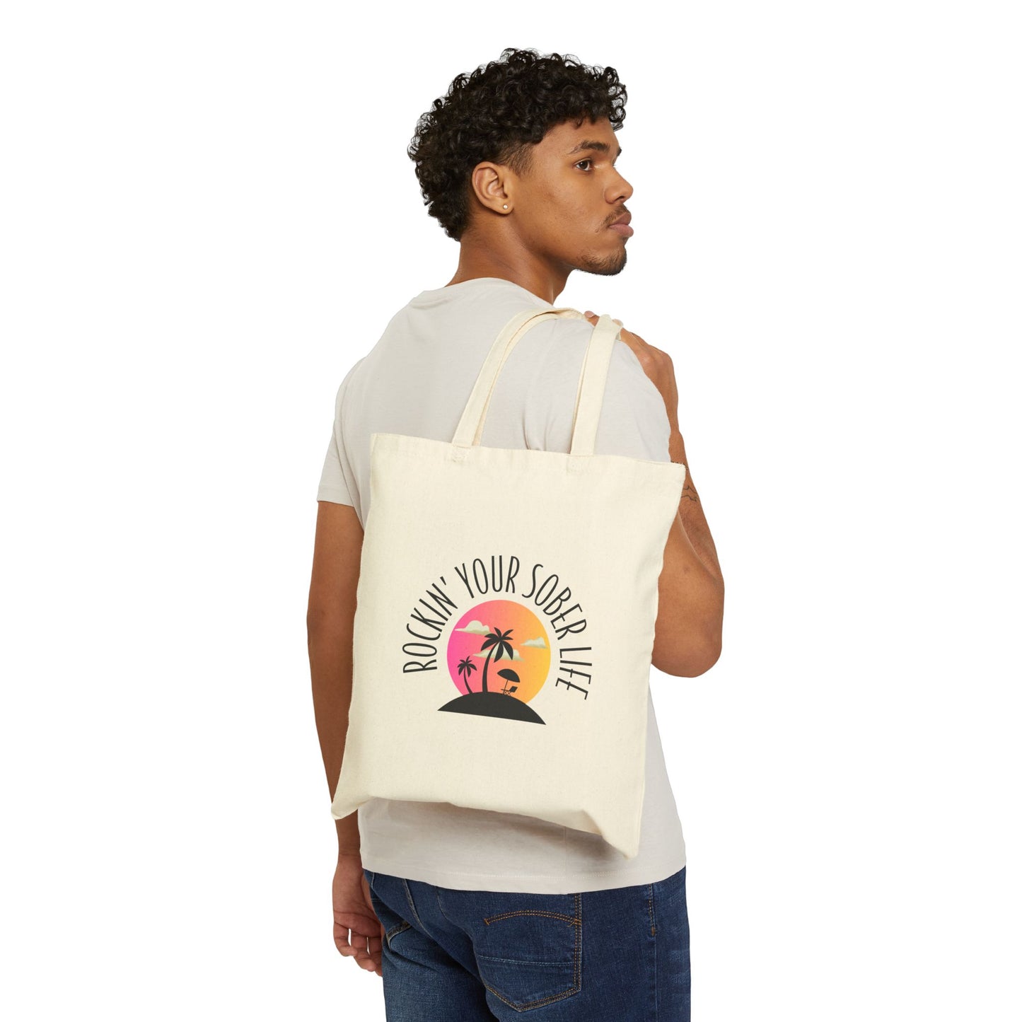 Beach Life Logo Cotton Canvas Tote Bag  (Sunset)