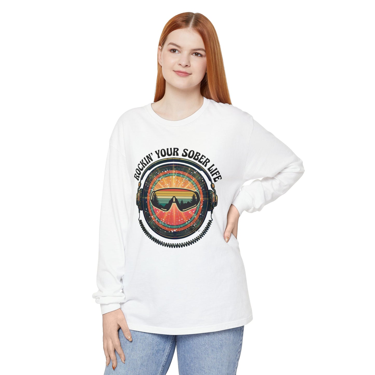 Rock Your Sober Life on the Slopes - Retro Goggle Design - LS Tee