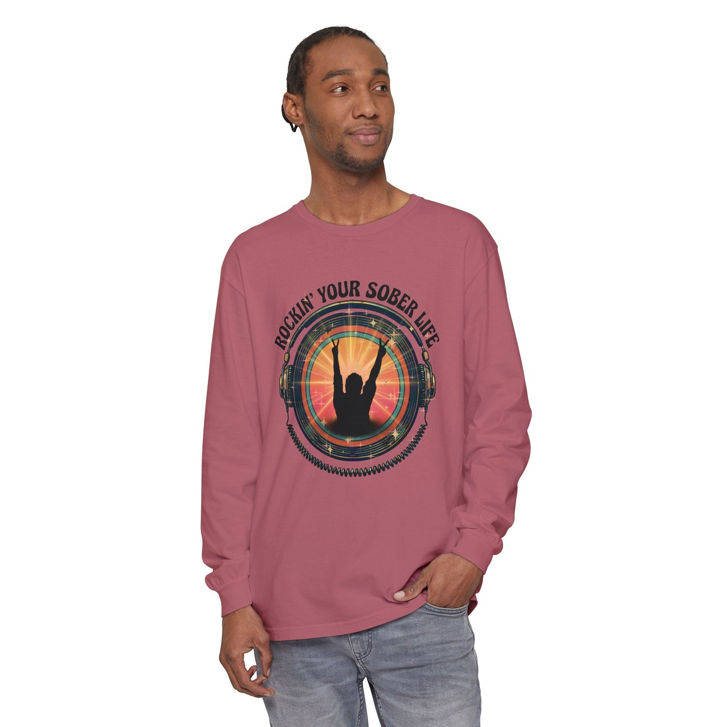 Rockin' Your Sober Life - Original Edition | Vintage Vinyl Design - LS Tee