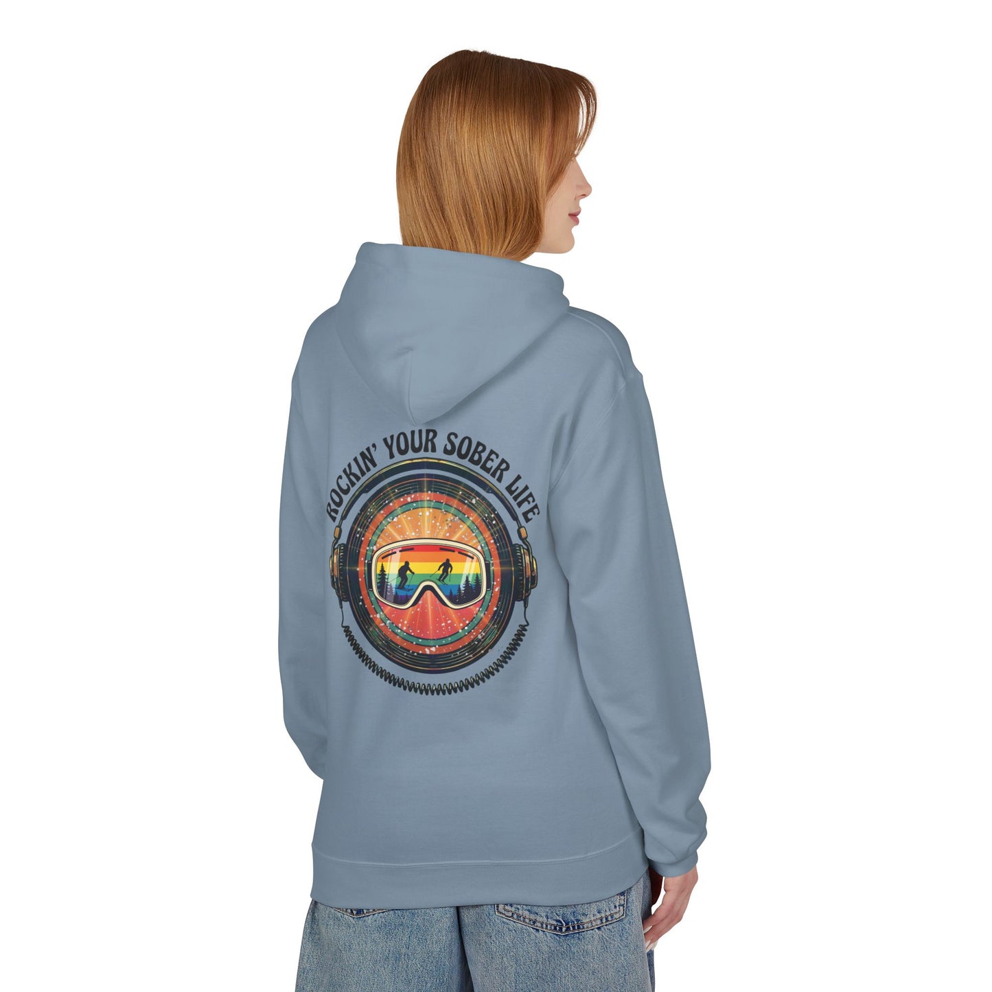 Rock Your Sober Life on the Slopes - Rainbow Goggle Design - Hoodie