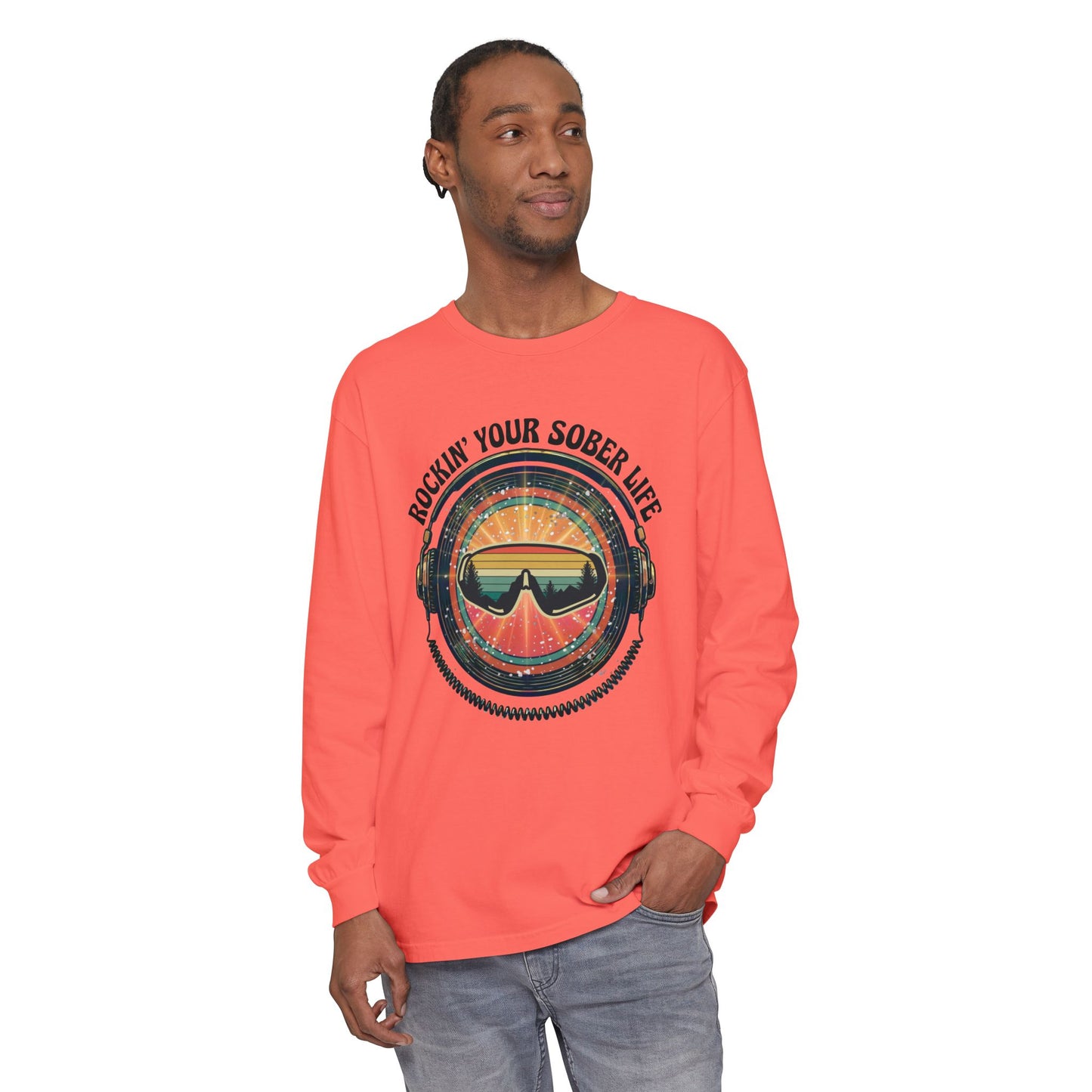 Rock Your Sober Life on the Slopes - Retro Goggle Design - LS Tee