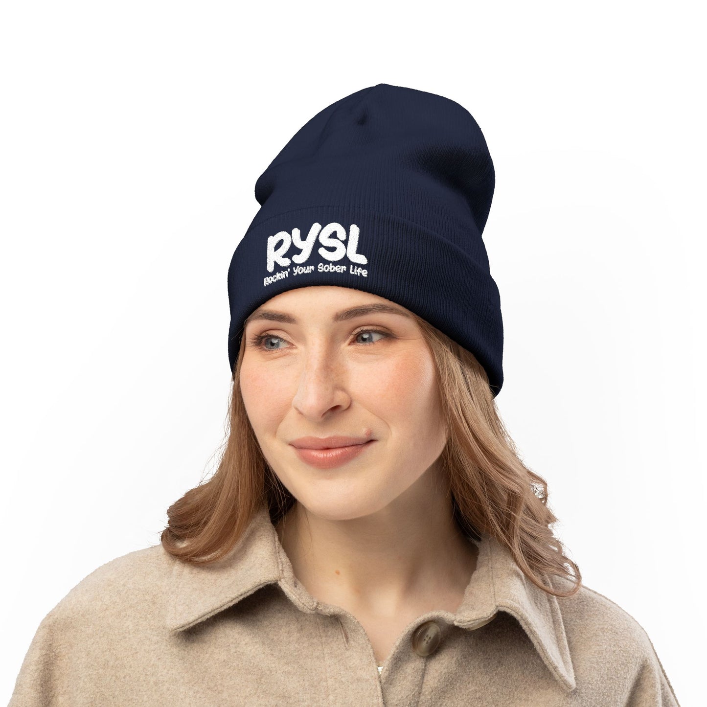 Copy of Cozy RYSL Knit Beanie with Embroidery (Teal)