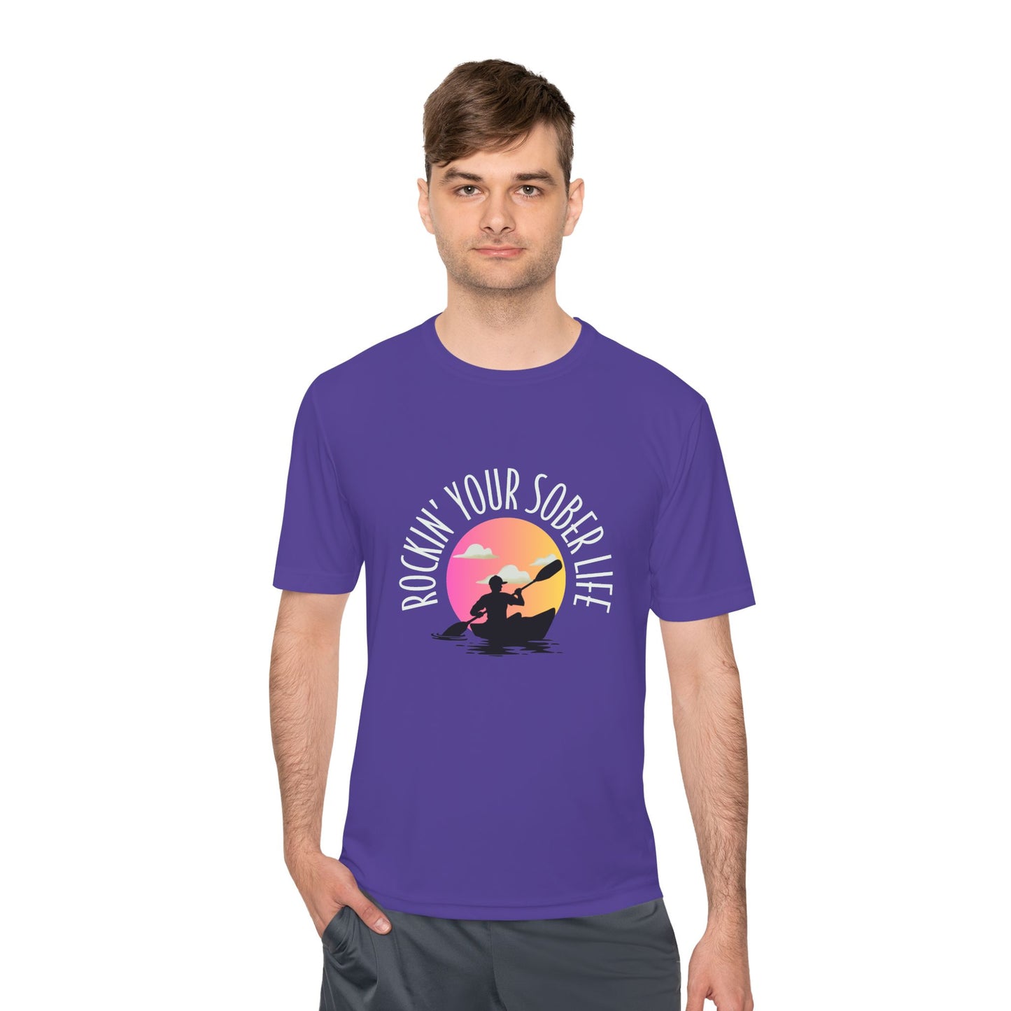 “Kayak Vibes” Unisex Moisture Wicking Tee (Sunset)