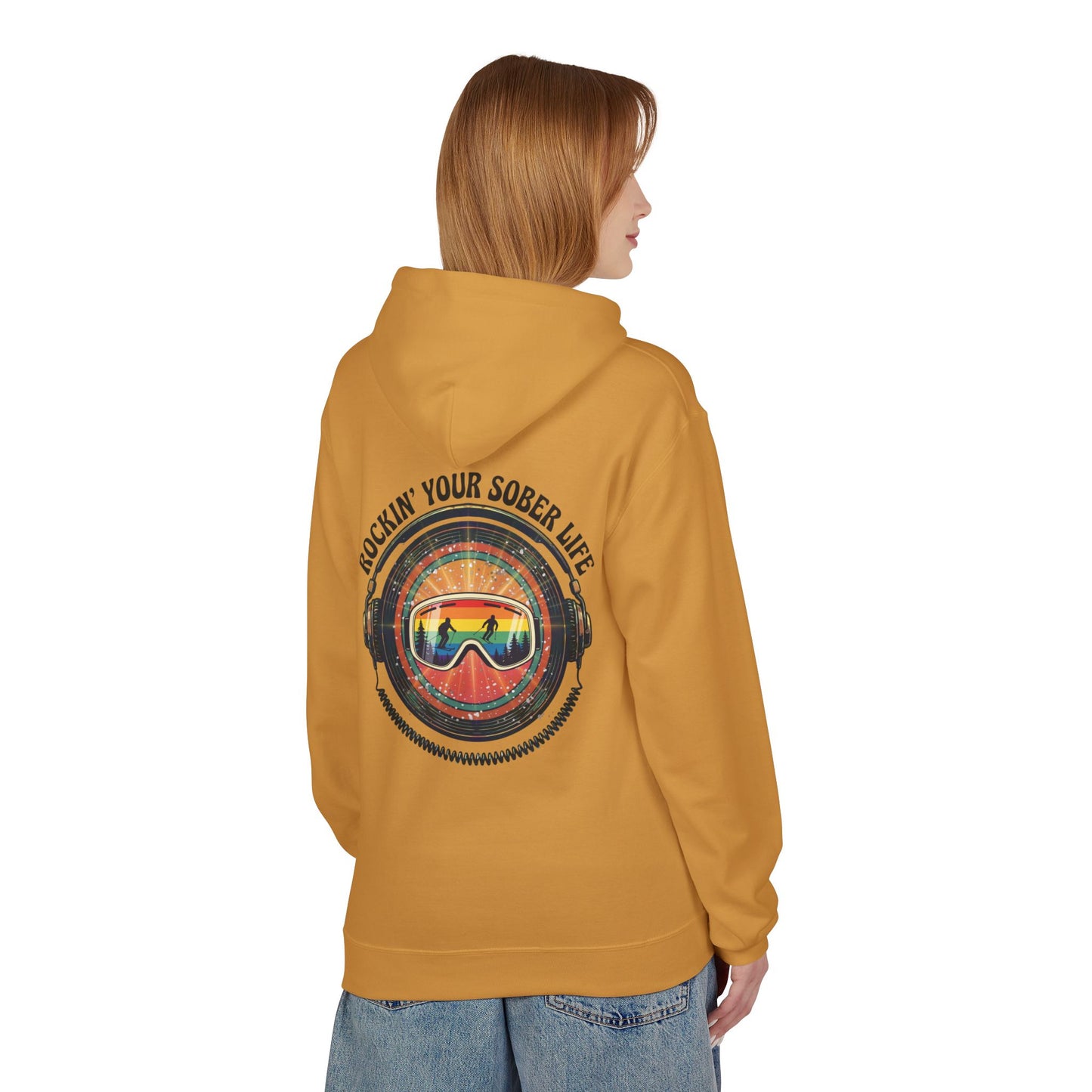 Rock Your Sober Life on the Slopes - Rainbow Goggle Design - Hoodie