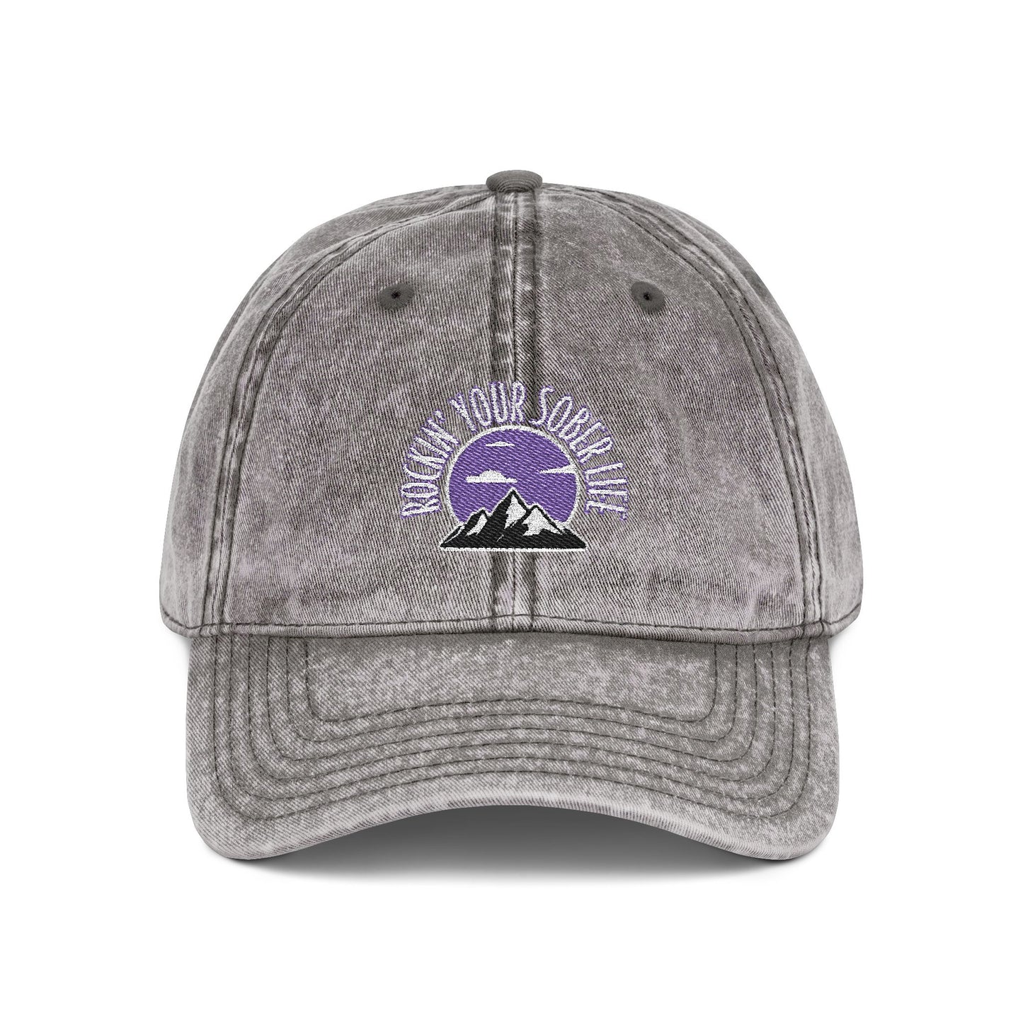 Mountain Mindset Vintage Embroidered Cap (Purple)