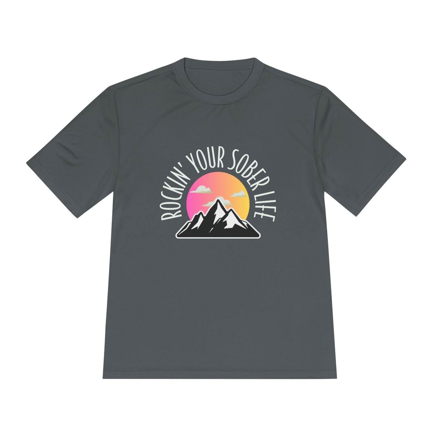 "Mountain Mindset" Unisex Moisture Wicking Tee (Pink/Orange - W)