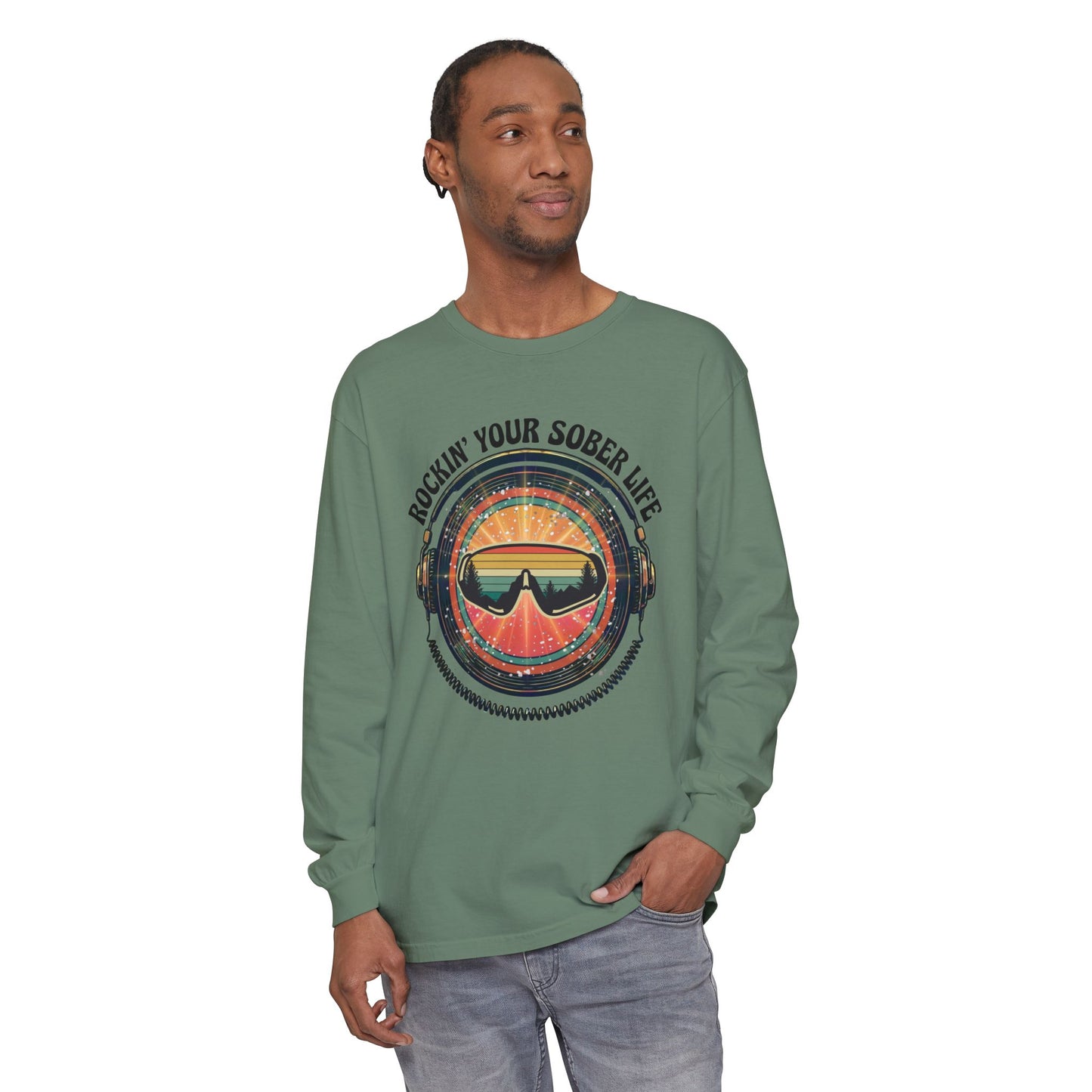 Rock Your Sober Life on the Slopes - Retro Goggle Design - LS Tee