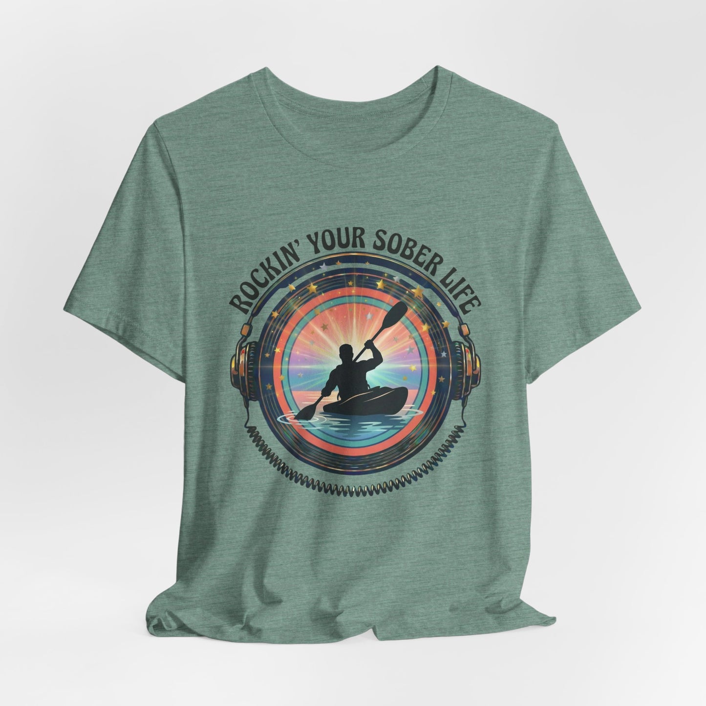 Rockin' Your Sober Life - Men's Kayaking Edition | Sunset Vinyl Design