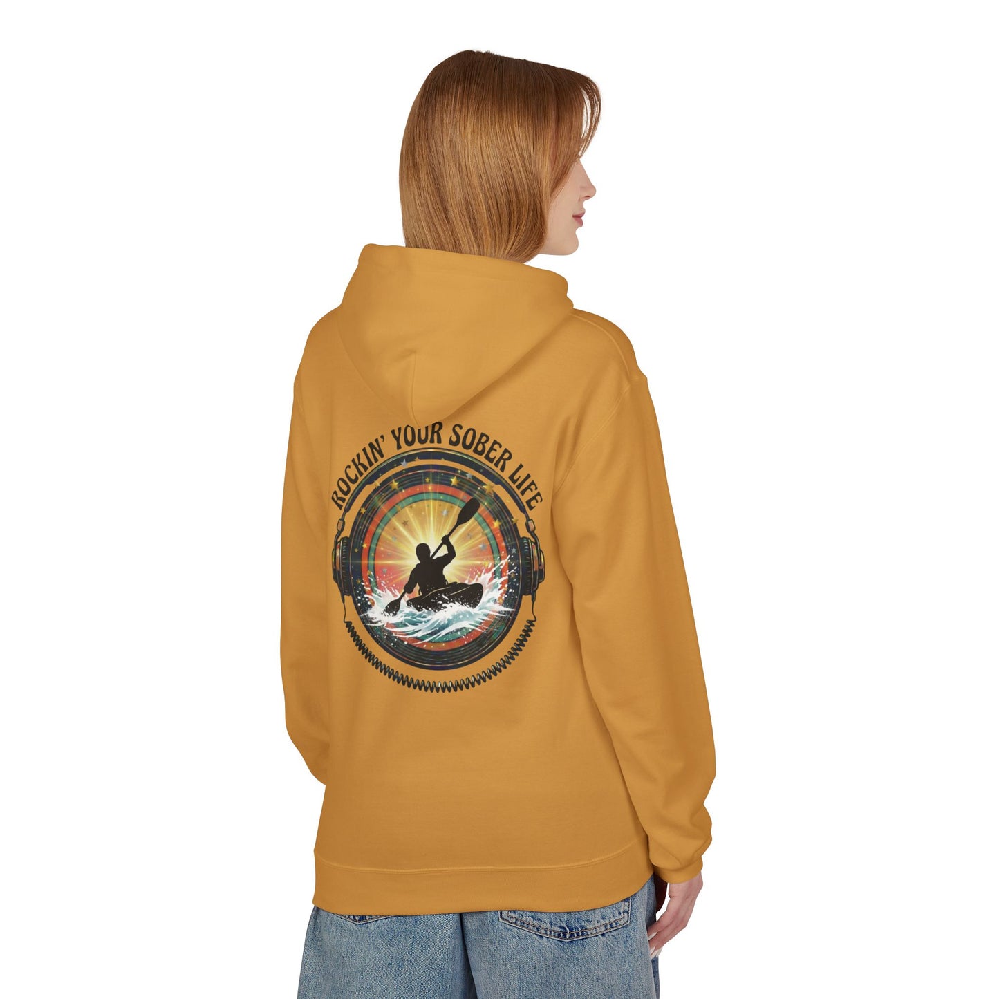 Rockin' Your Sober Life - Whitewater Kayaking Edition | Vintage Vinyl Design - Hoodie