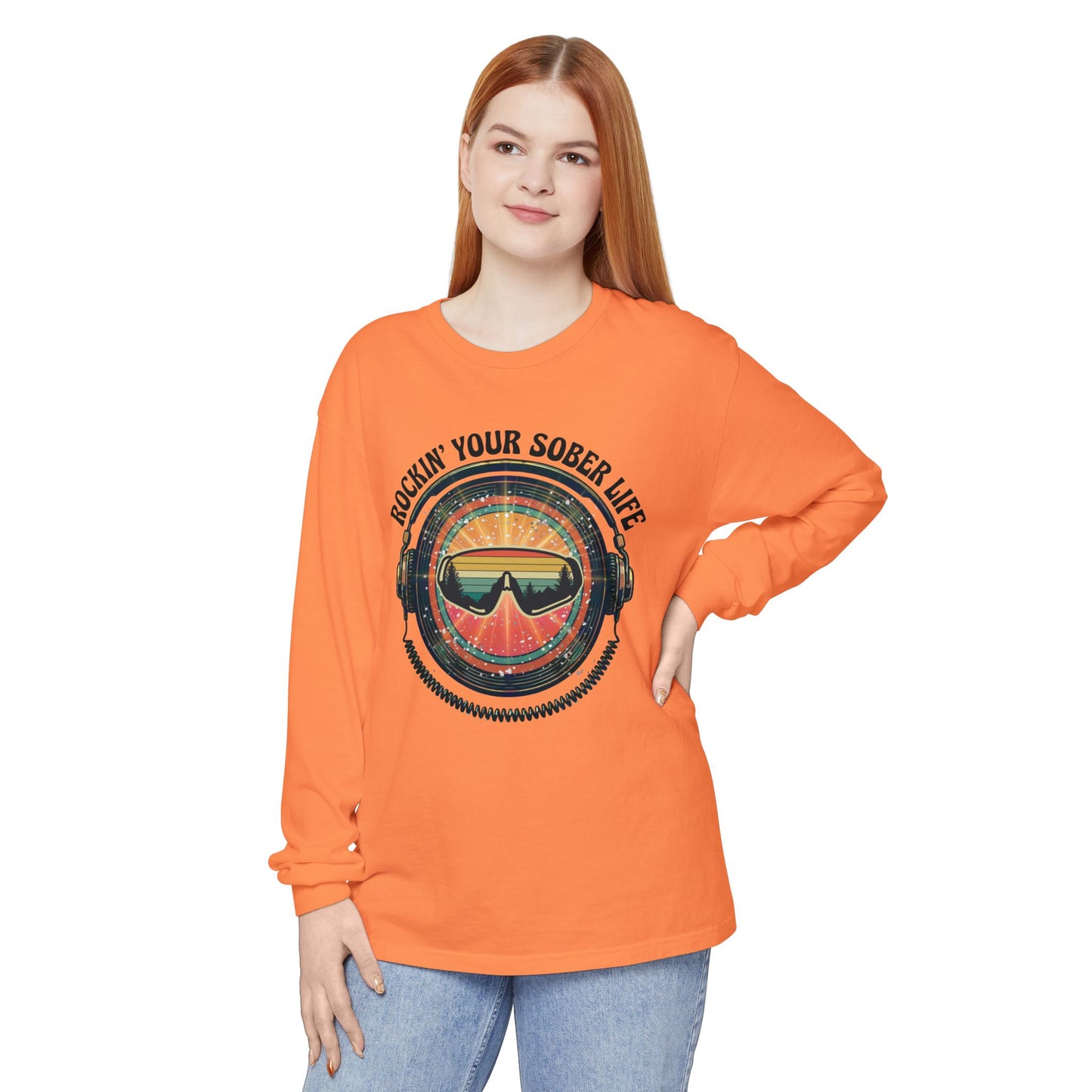 Rock Your Sober Life on the Slopes - Retro Goggle Design - LS Tee