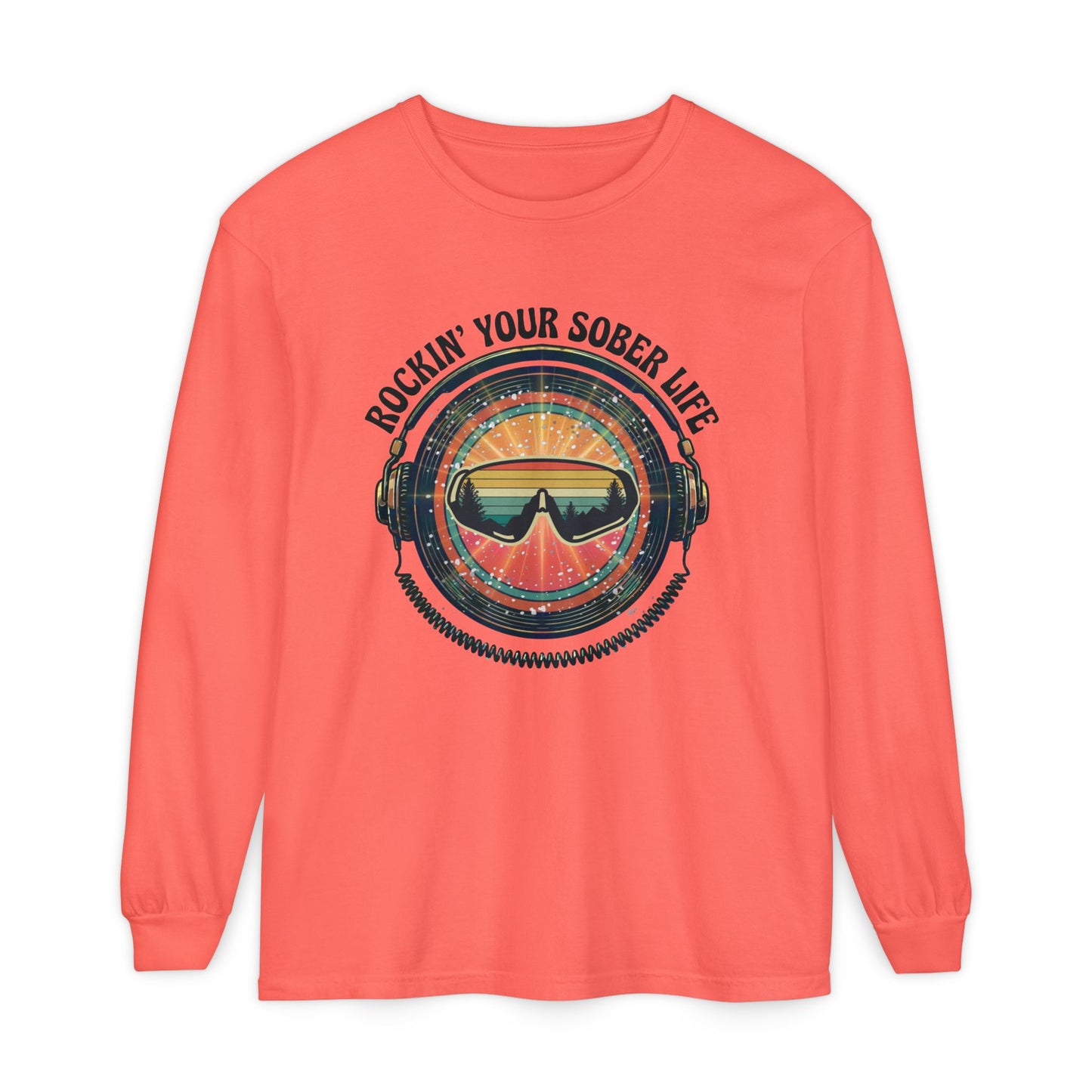 Rock Your Sober Life on the Slopes - Retro Goggle Design - LS Tee