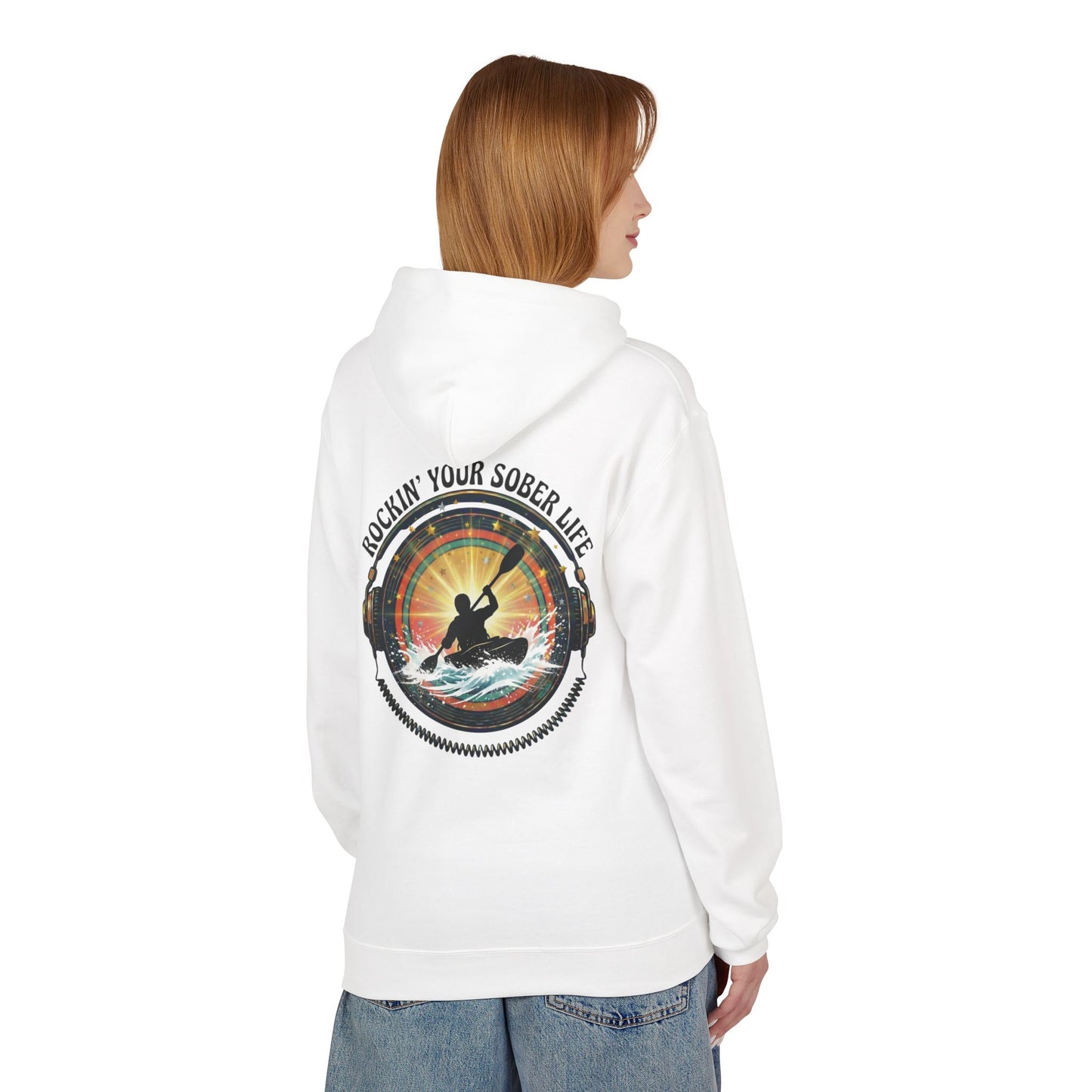 Rockin' Your Sober Life - Whitewater Kayaking Edition | Vintage Vinyl Design - Hoodie