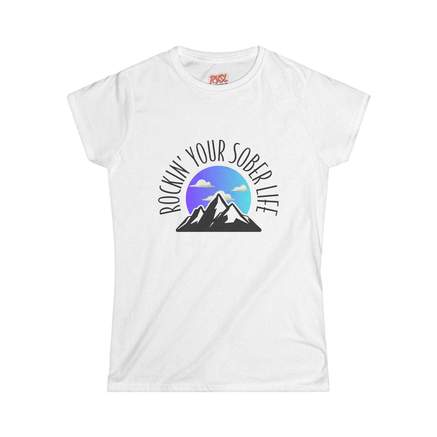 “Mountain Mindset” Woman's Softstyle Tee (Chillwave)