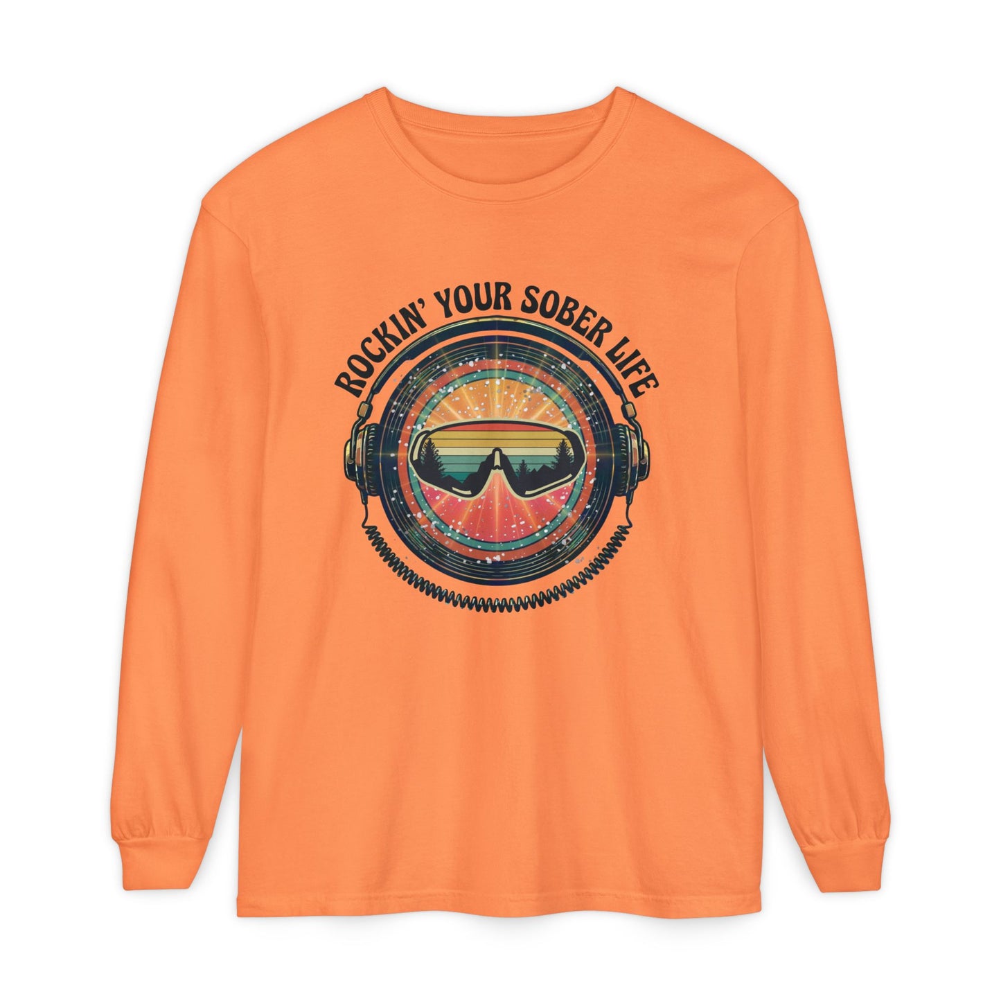 Rock Your Sober Life on the Slopes - Retro Goggle Design - LS Tee