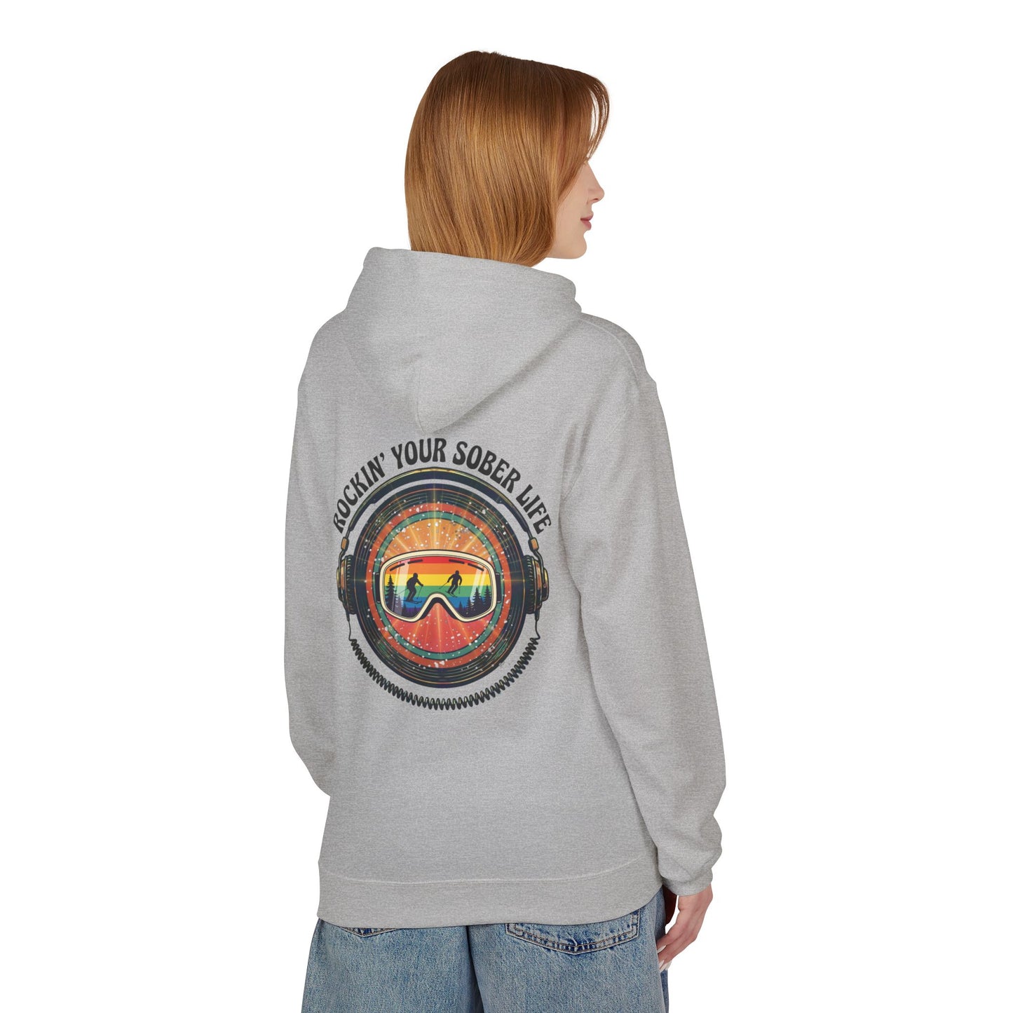 Rock Your Sober Life on the Slopes - Rainbow Goggle Design - Hoodie