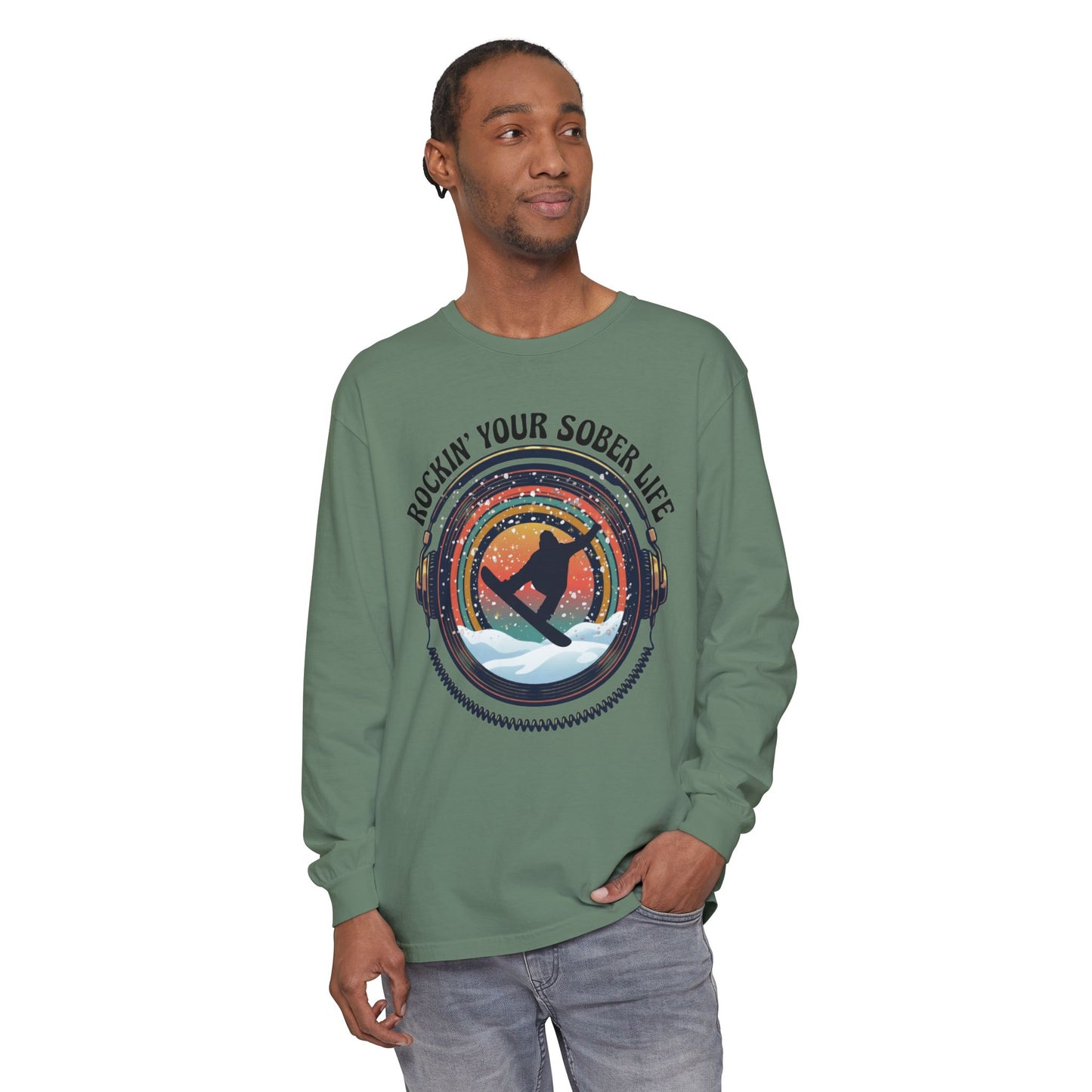 Rockin' Your Sober Life - Snowboarder Tee - LS Tee