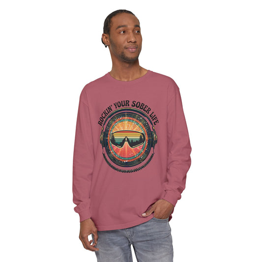 Rock Your Sober Life on the Slopes - Retro Goggle Design - LS Tee