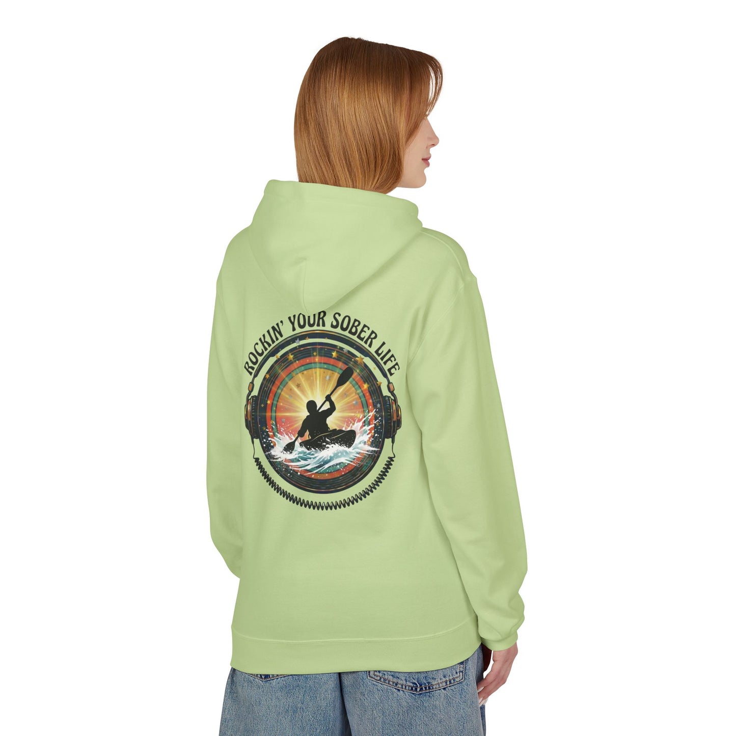 Rockin' Your Sober Life - Whitewater Kayaking Edition | Vintage Vinyl Design - Hoodie