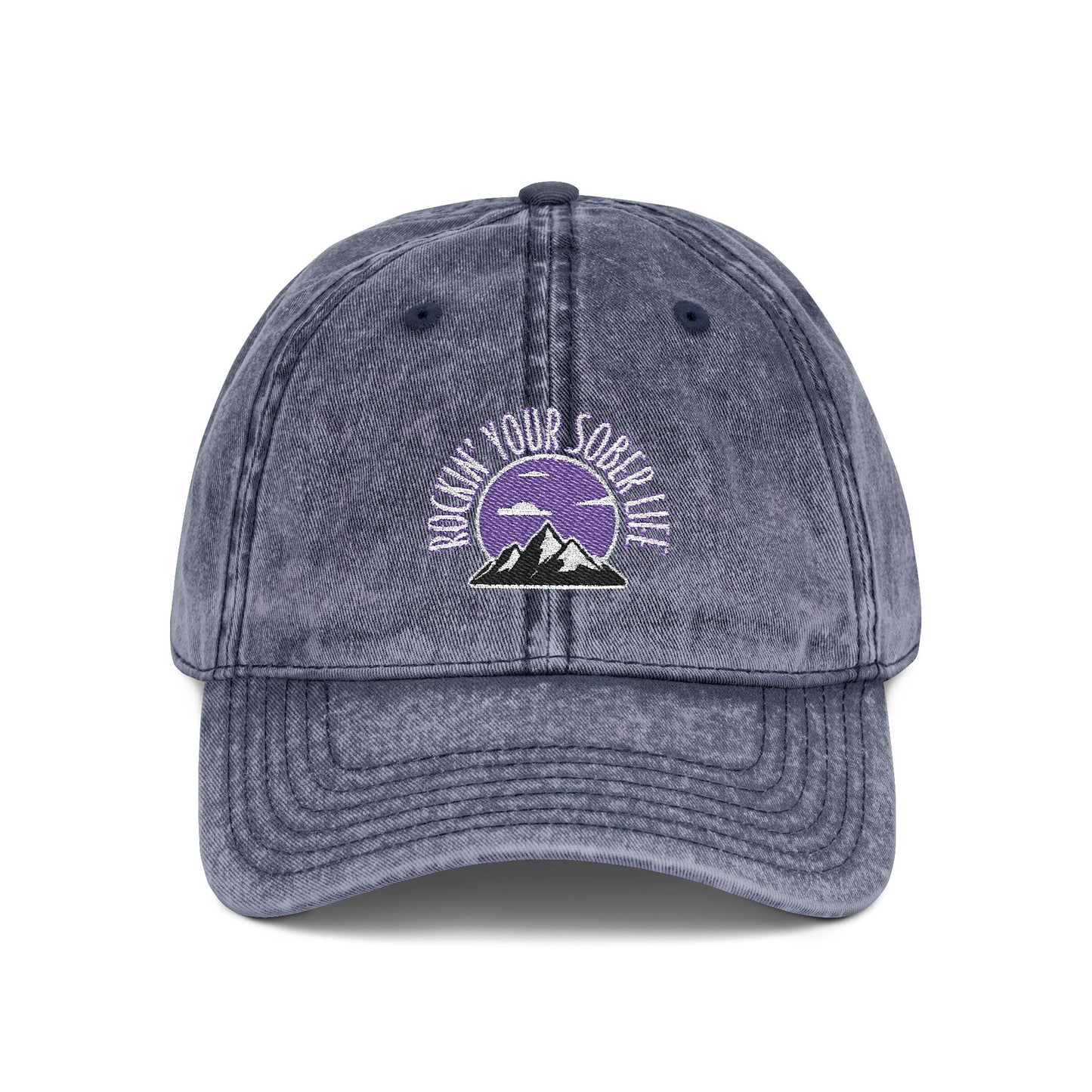 Mountain Mindset Vintage Embroidered Cap (Purple)
