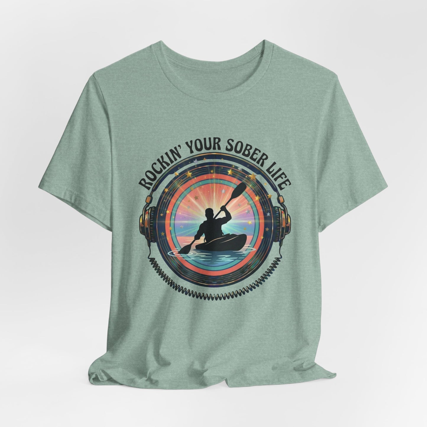 Rockin' Your Sober Life - Men's Kayaking Edition | Sunset Vinyl Design