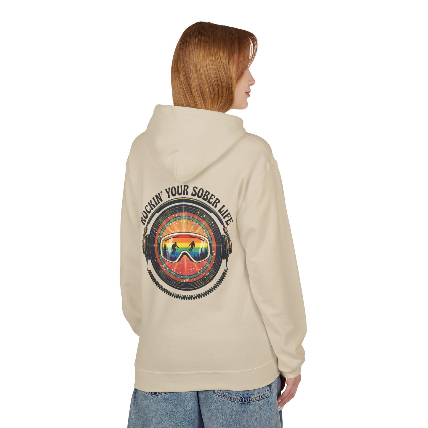 Rock Your Sober Life on the Slopes - Rainbow Goggle Design - Hoodie