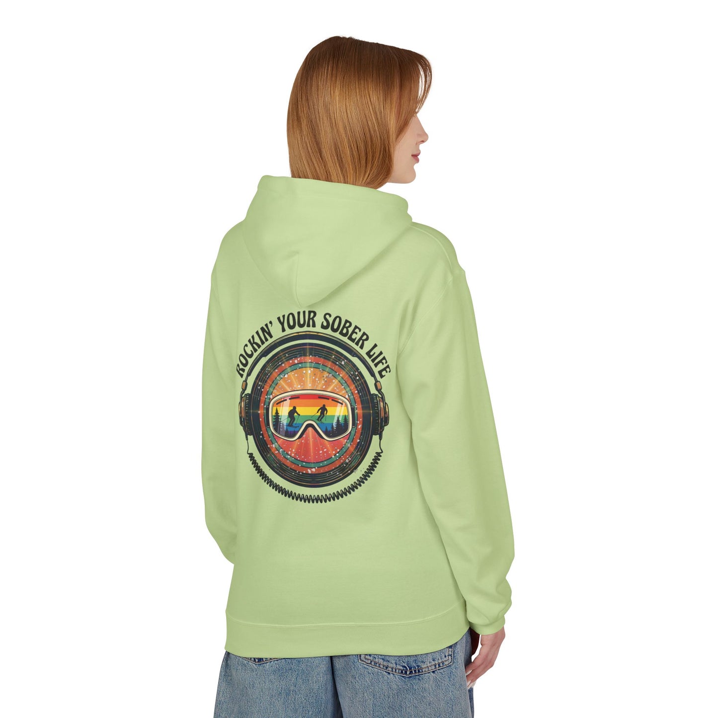 Rock Your Sober Life on the Slopes - Rainbow Goggle Design - Hoodie