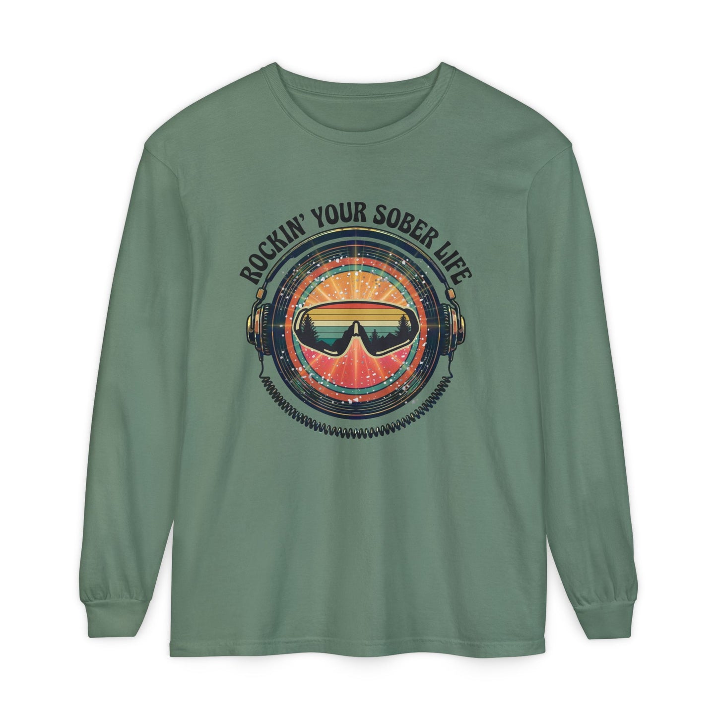 Rock Your Sober Life on the Slopes - Retro Goggle Design - LS Tee