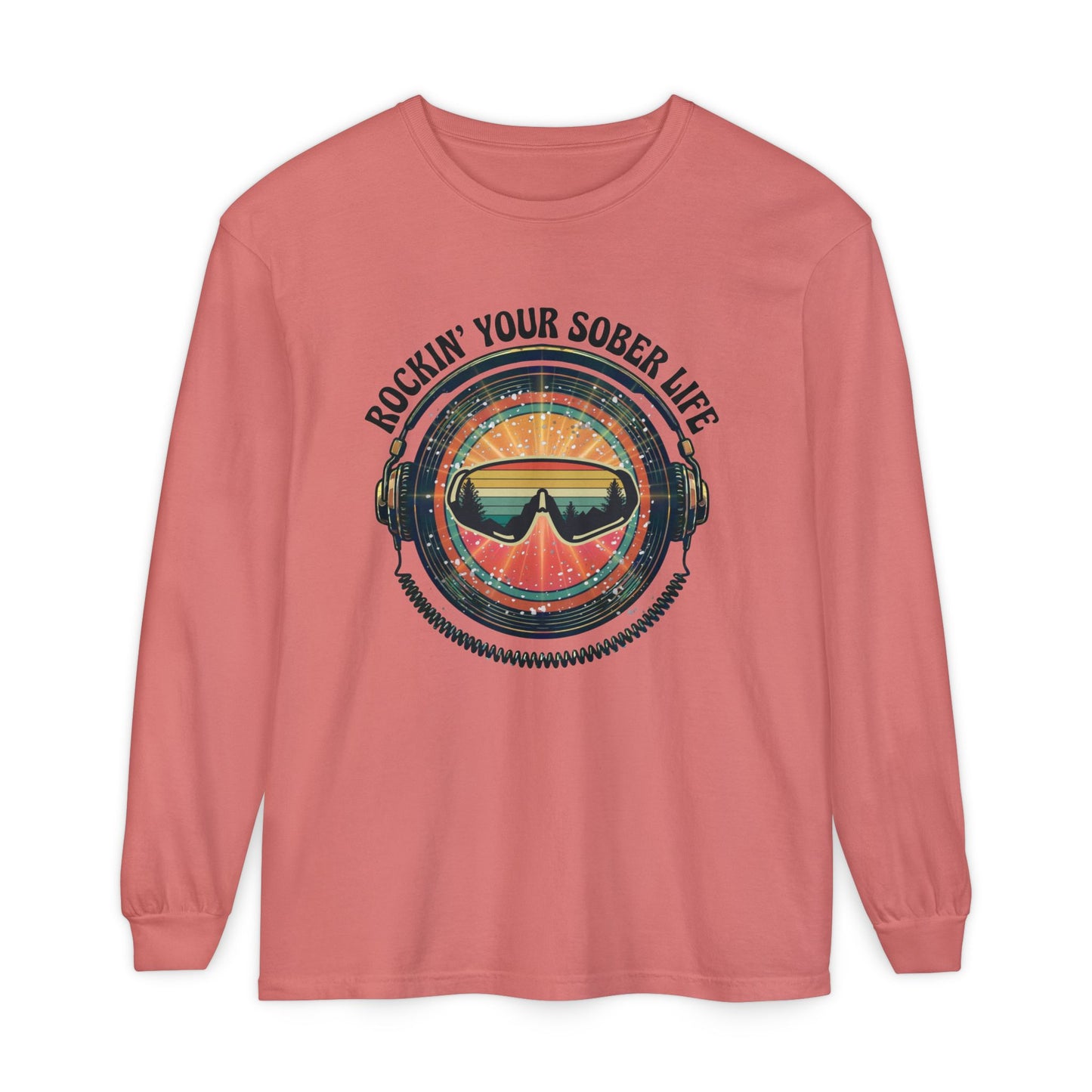 Rock Your Sober Life on the Slopes - Retro Goggle Design - LS Tee