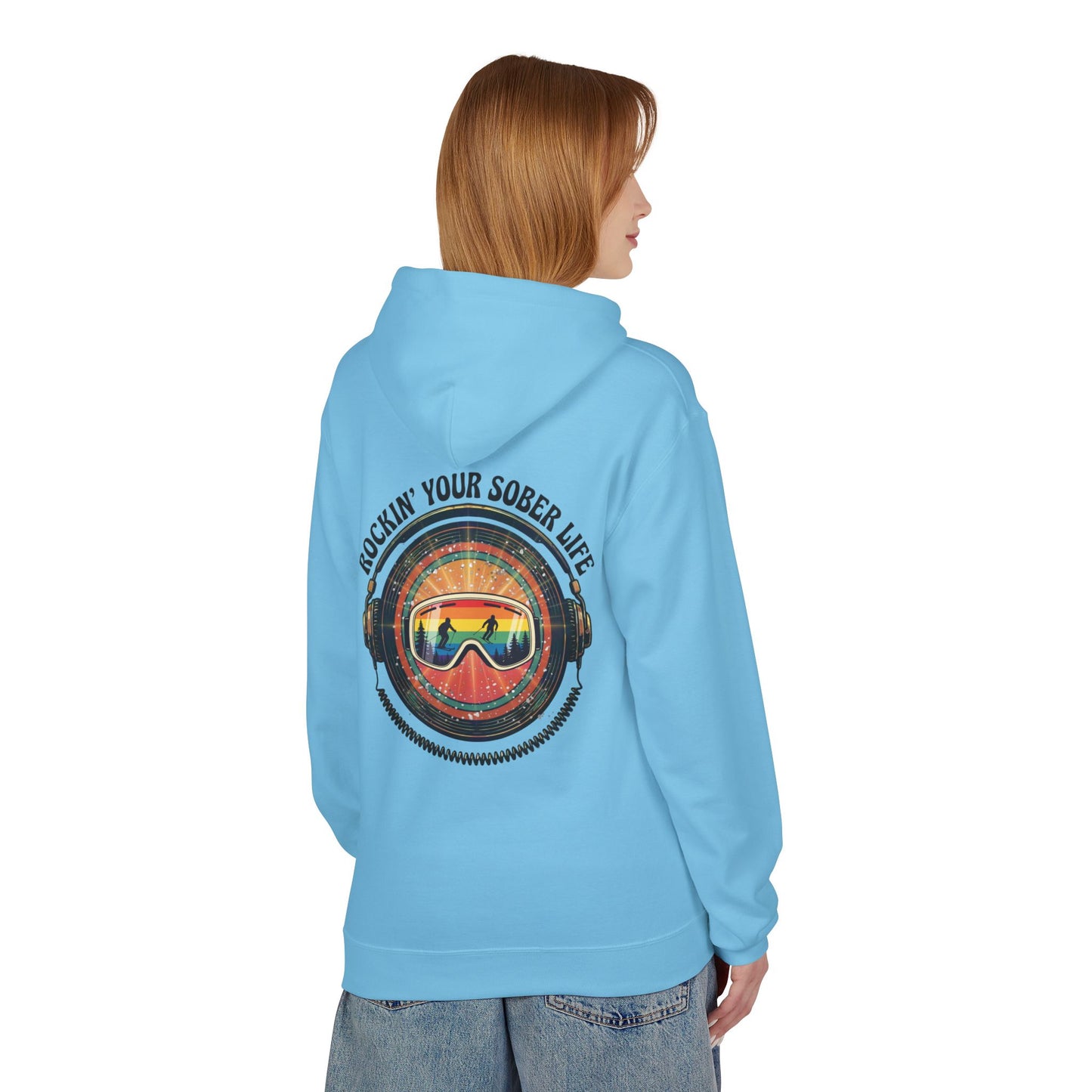 Rock Your Sober Life on the Slopes - Rainbow Goggle Design - Hoodie