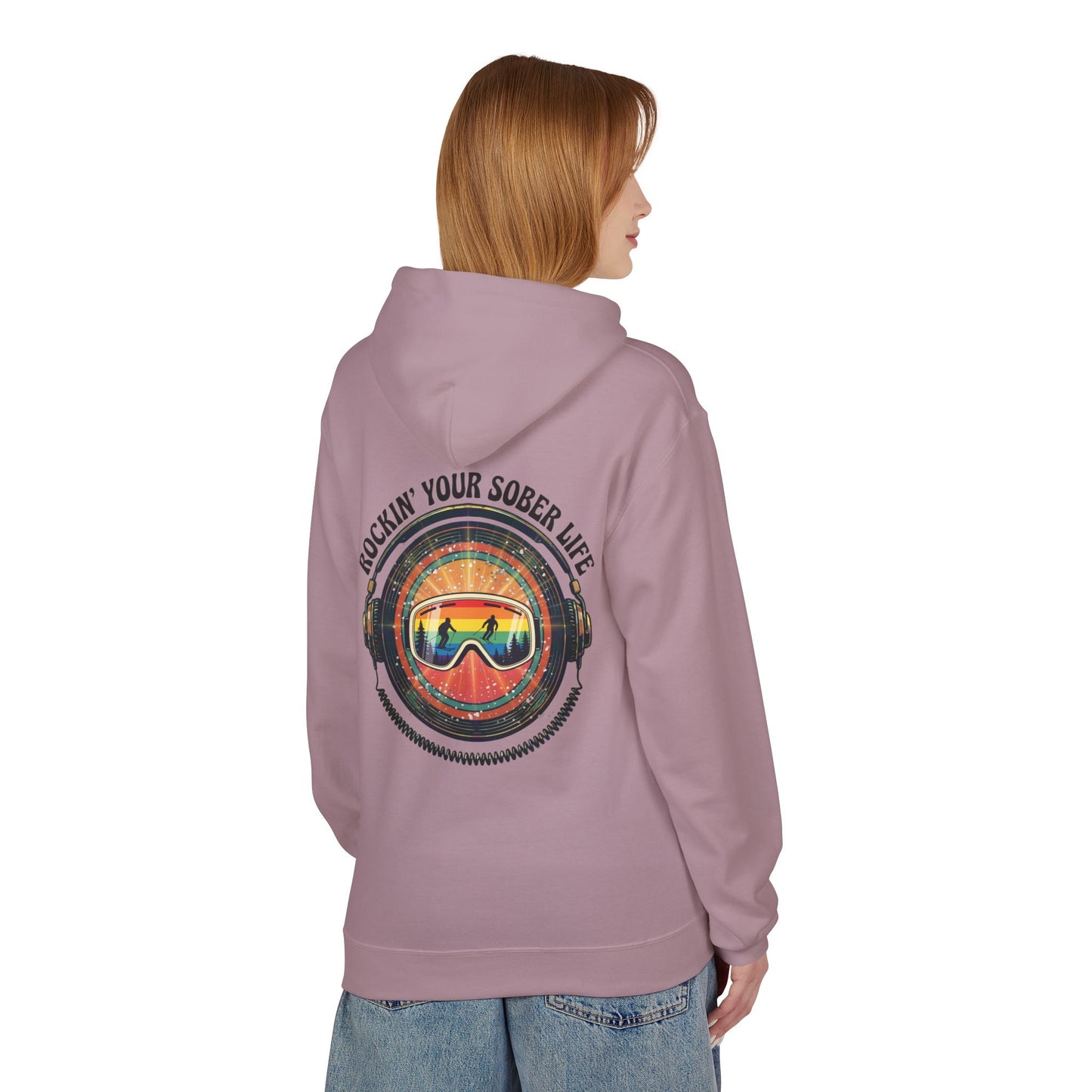 Rock Your Sober Life on the Slopes - Rainbow Goggle Design - Hoodie