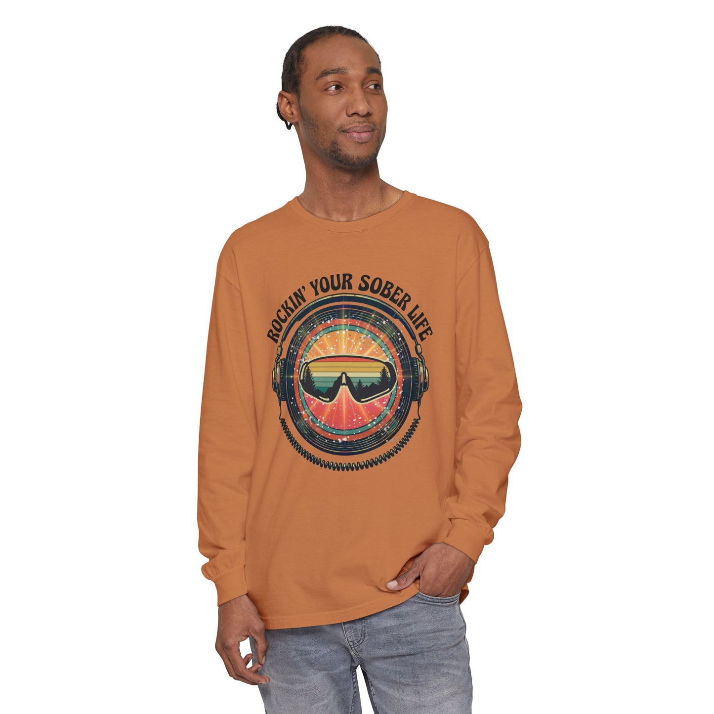 Rock Your Sober Life on the Slopes - Retro Goggle Design - LS Tee