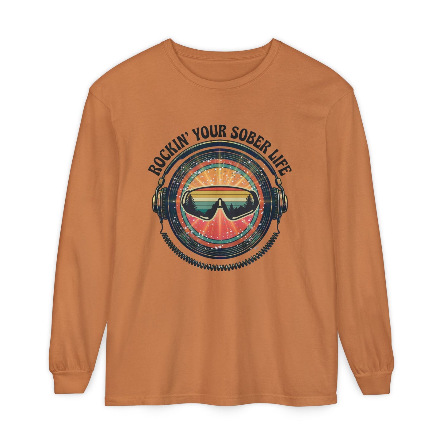 Rock Your Sober Life on the Slopes - Retro Goggle Design - LS Tee