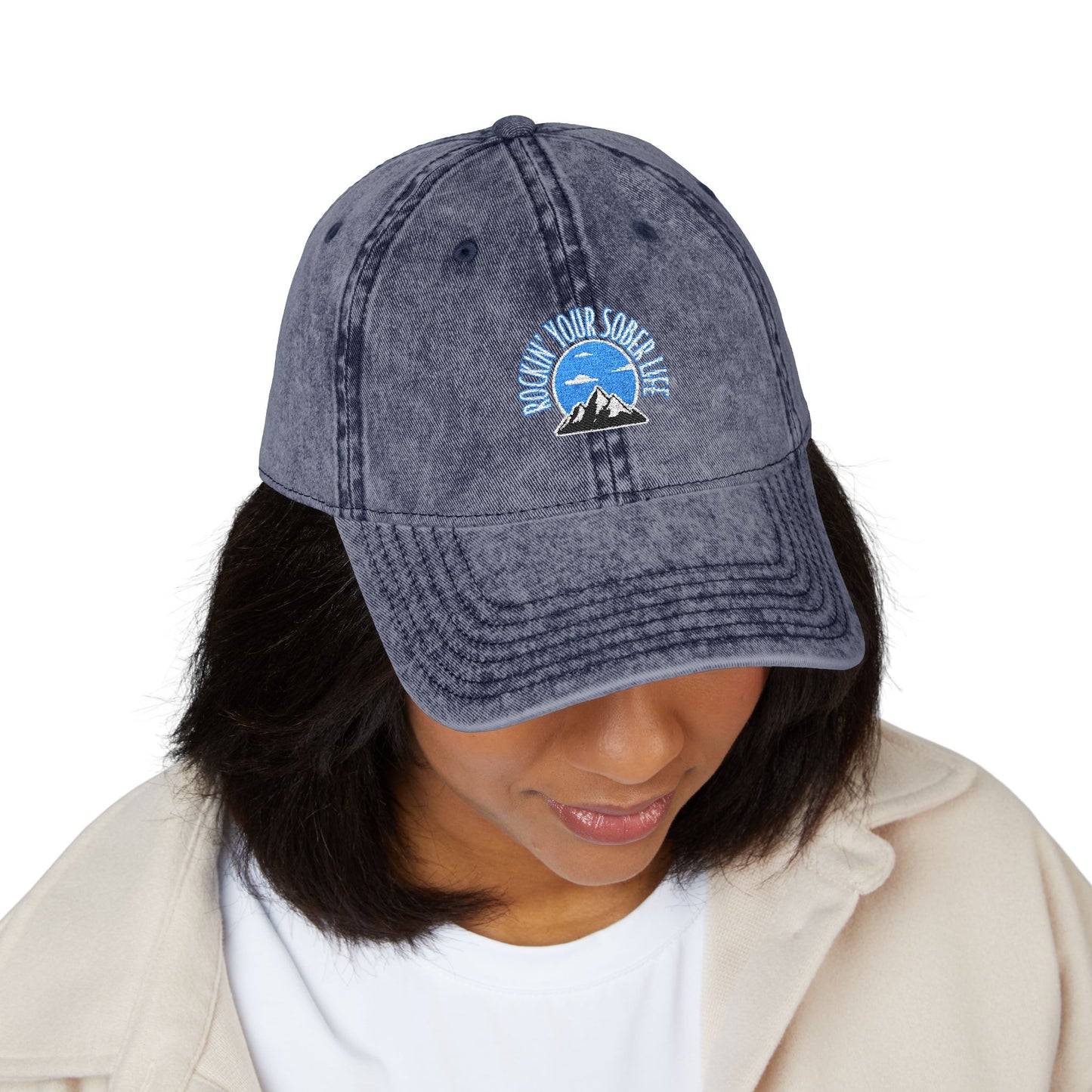 Mountain Mindset Vintage Embroidered Cap (Teal)
