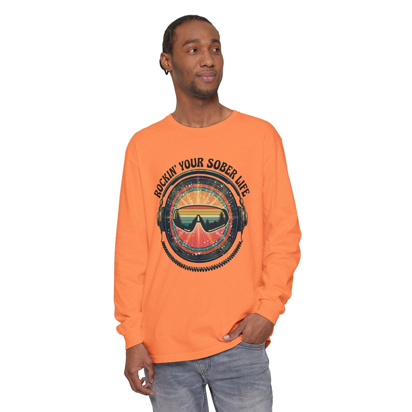 Rock Your Sober Life on the Slopes - Retro Goggle Design - LS Tee