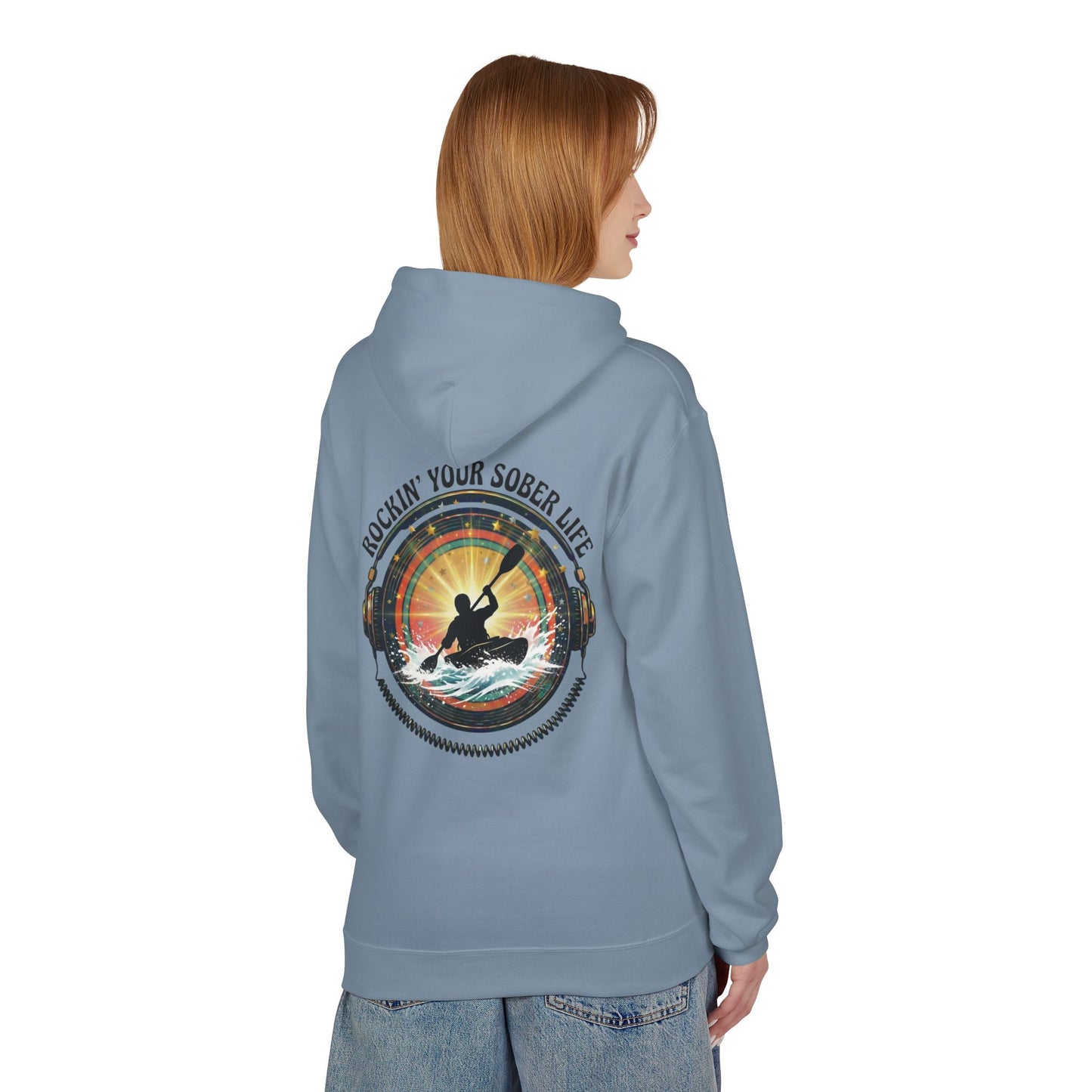 Rockin' Your Sober Life - Whitewater Kayaking Edition | Vintage Vinyl Design - Hoodie