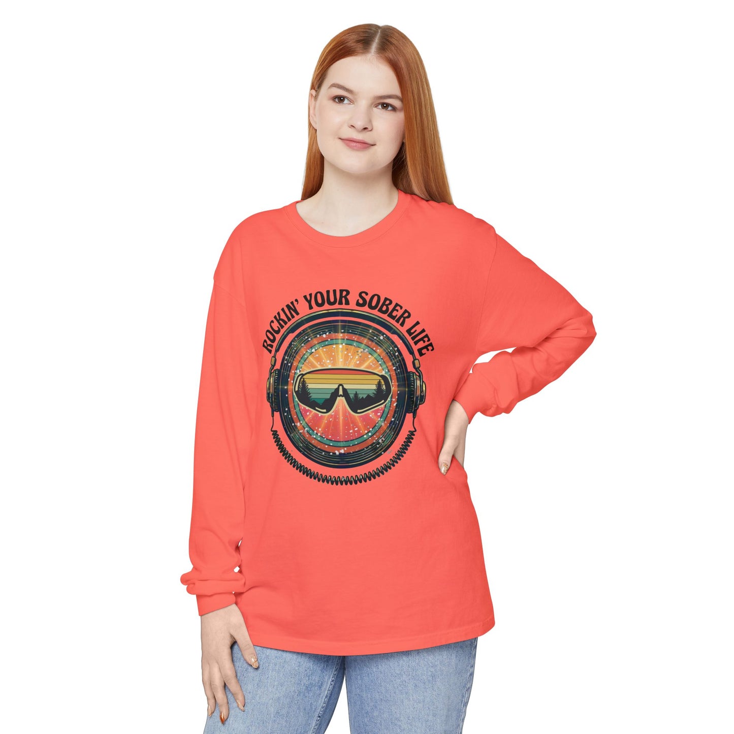 Rock Your Sober Life on the Slopes - Retro Goggle Design - LS Tee
