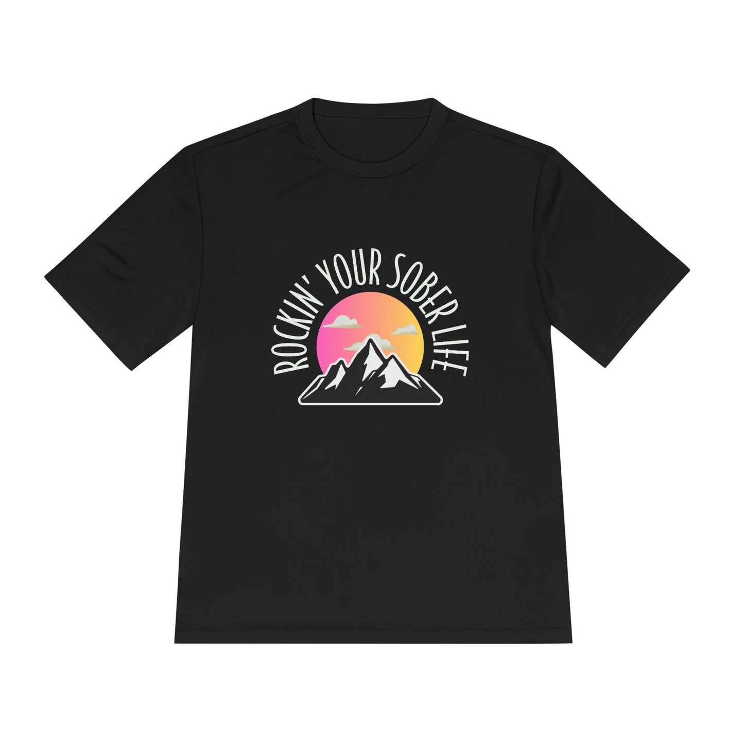 "Mountain Mindset" Unisex Moisture Wicking Tee (Pink/Orange - W)