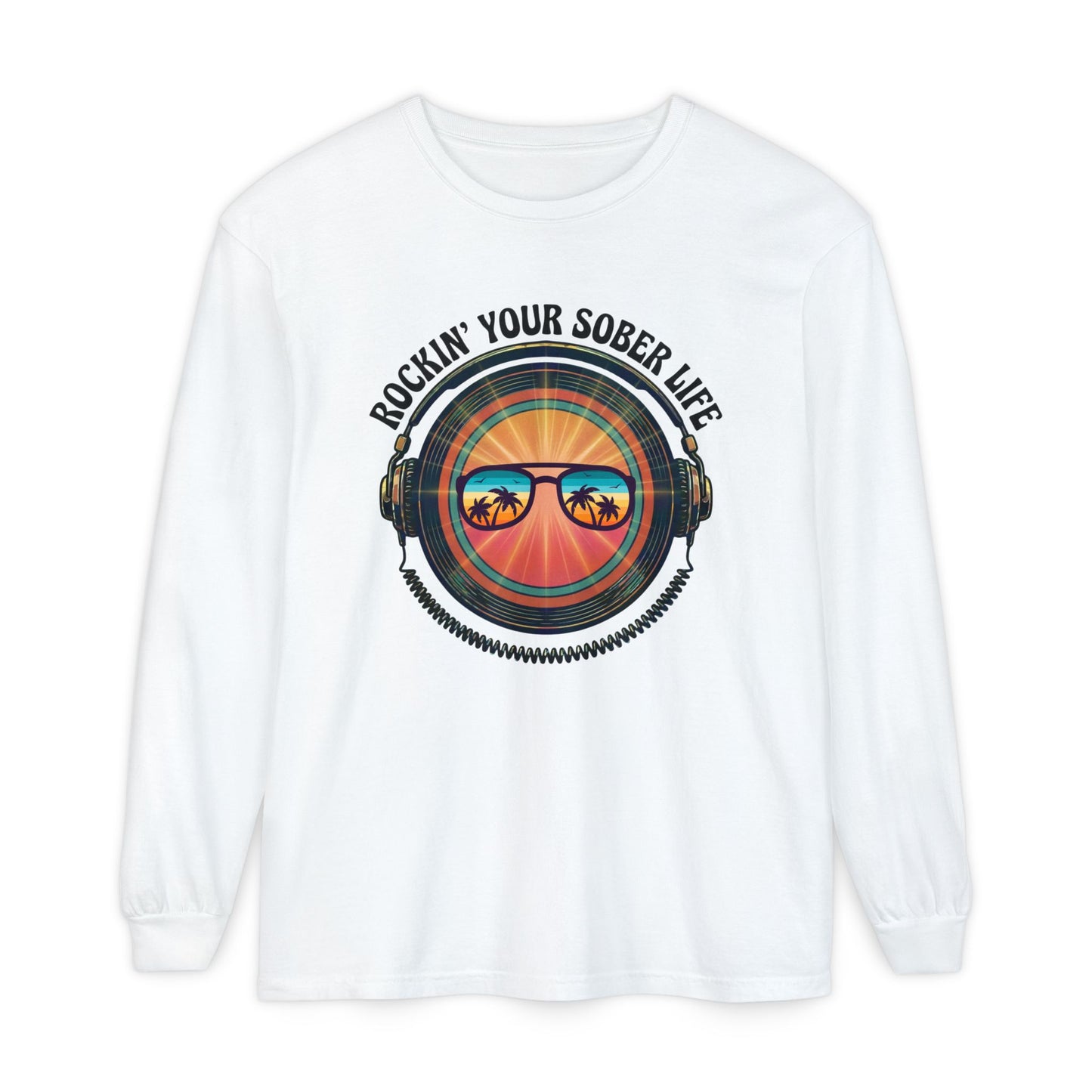 Rockin' Your Sober Life - Aviator Sunglasses Edition | Vintage Vinyl Design - LS Tee