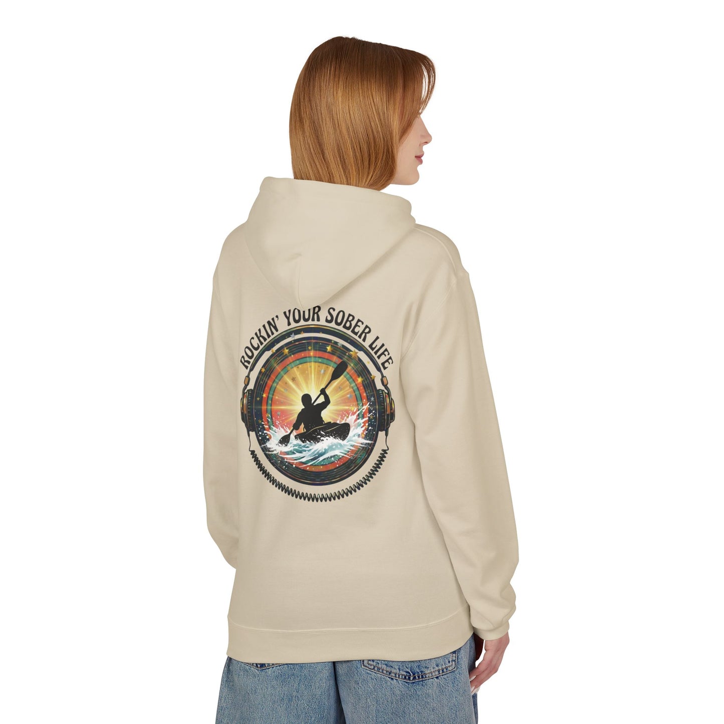 Rockin' Your Sober Life - Whitewater Kayaking Edition | Vintage Vinyl Design - Hoodie