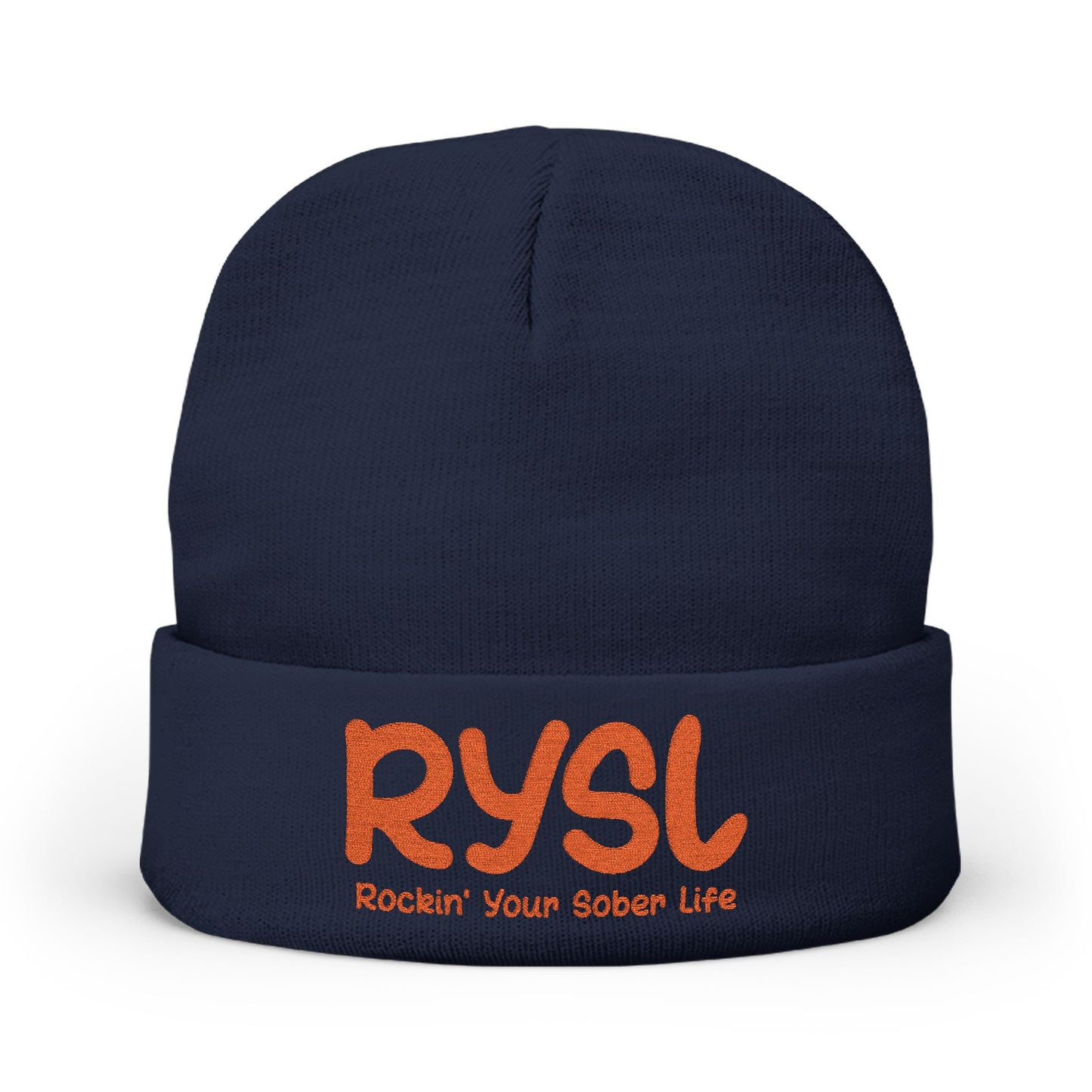 Cozy RYSL Knit Beanie with Embroidery (Orange Letters)