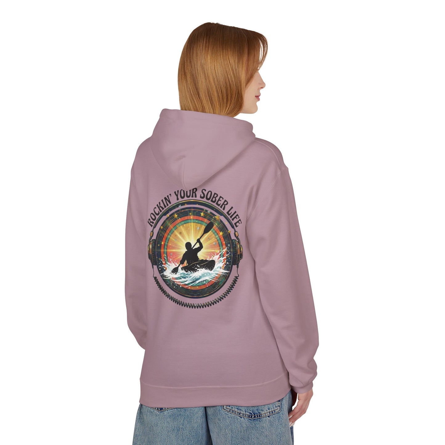 Rockin' Your Sober Life - Whitewater Kayaking Edition | Vintage Vinyl Design - Hoodie