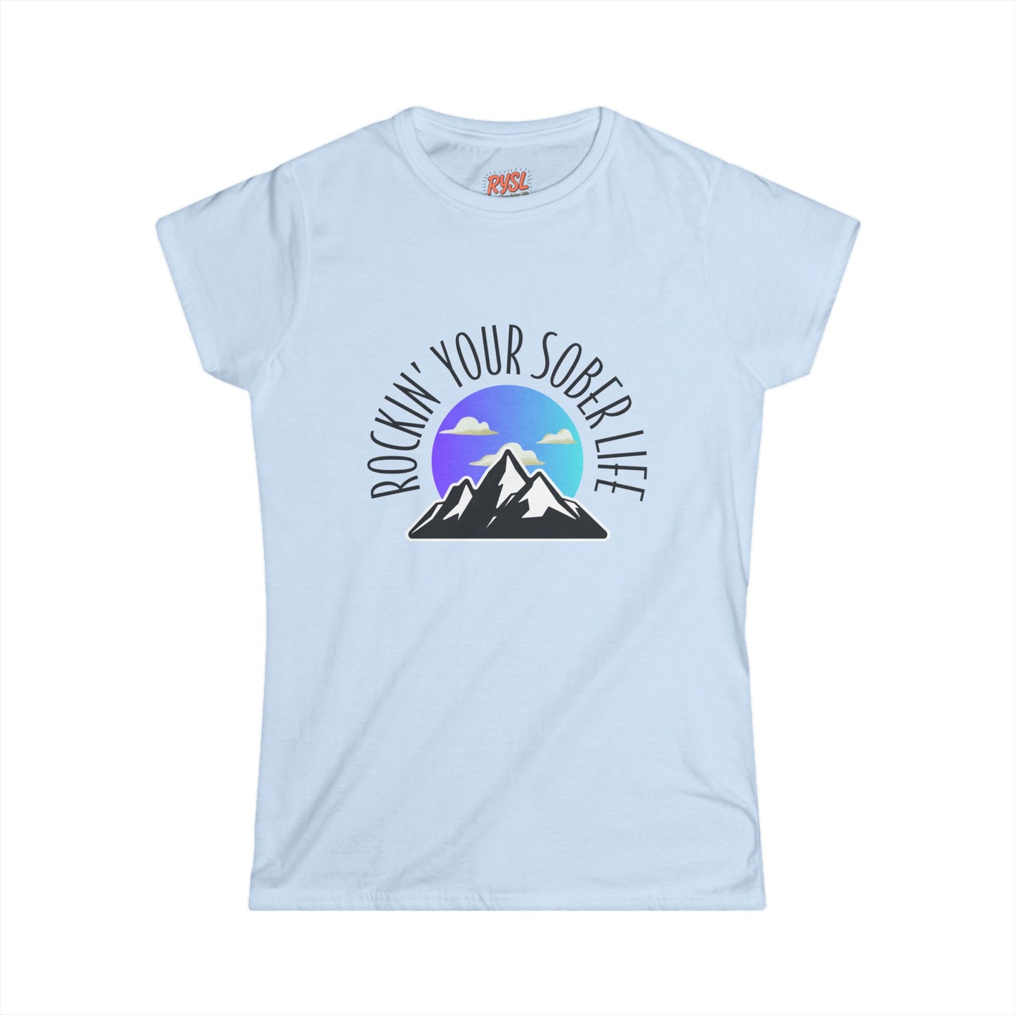 “Mountain Mindset” Woman's Softstyle Tee (Chillwave)