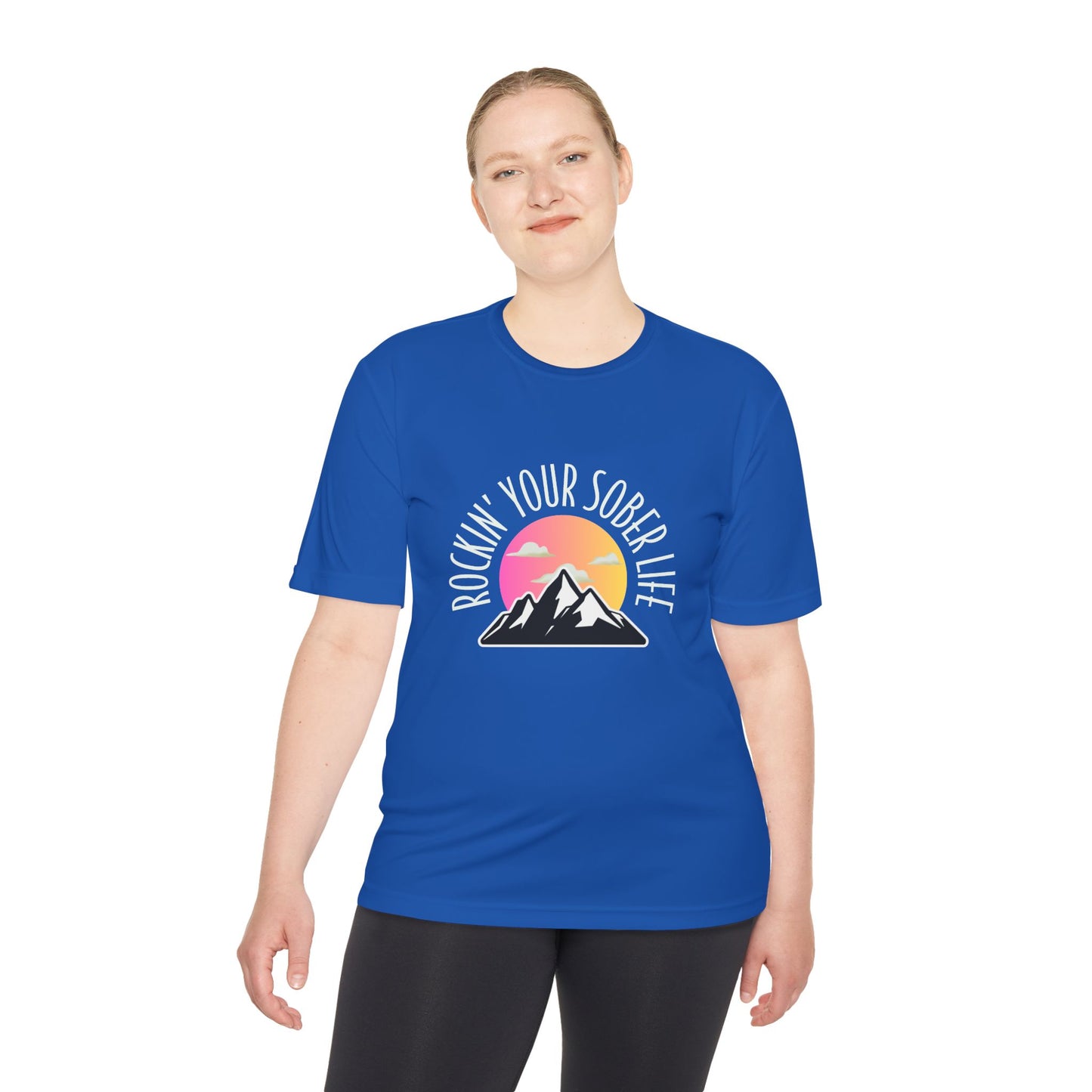"Mountain Mindset" Unisex Moisture Wicking Tee (Pink/Orange - W)